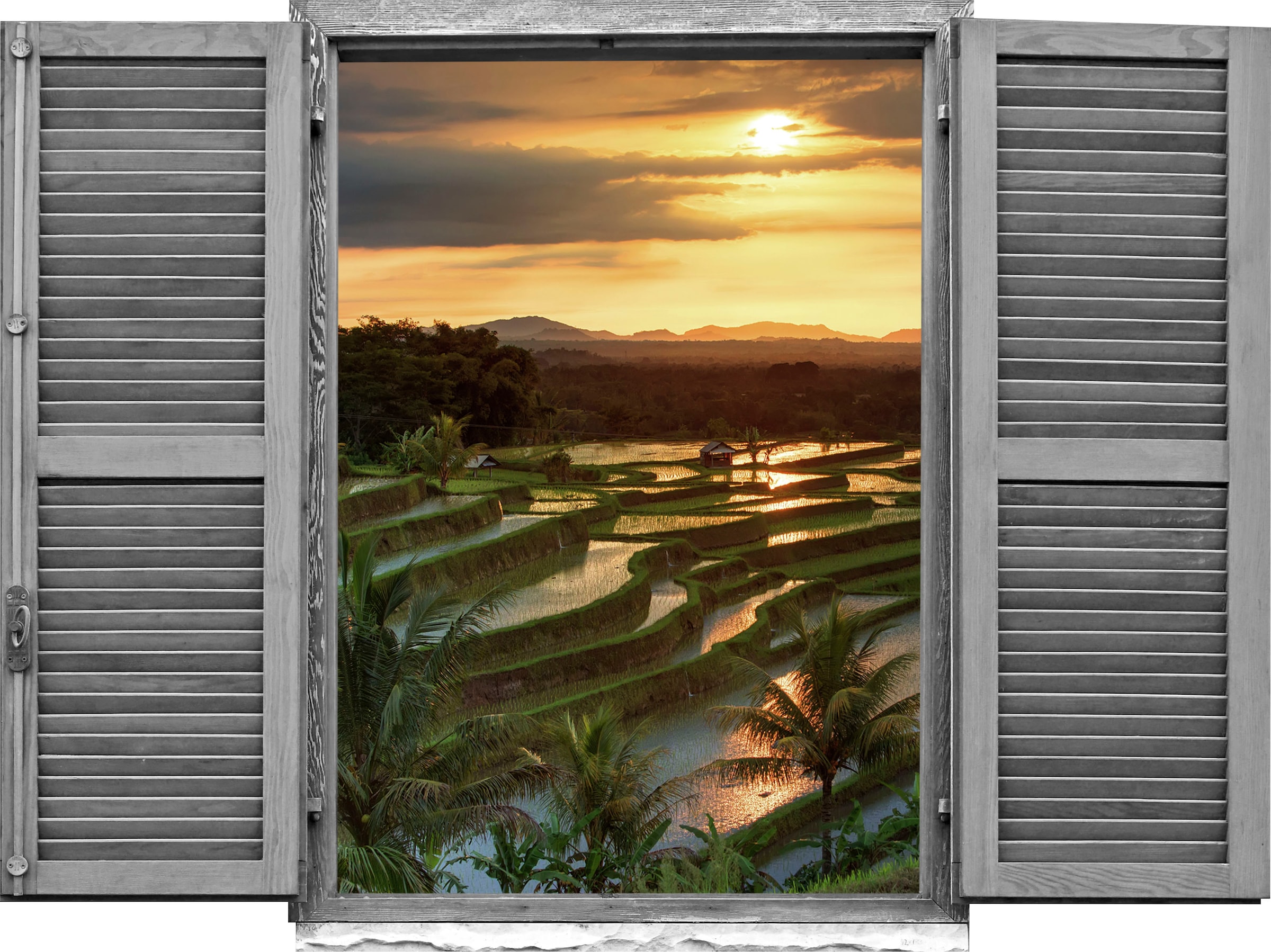 Image of queence Wandtattoo "Sonnenuntergang" Wandsticker, Wandbild, selbstklebend, 3D, Fenster