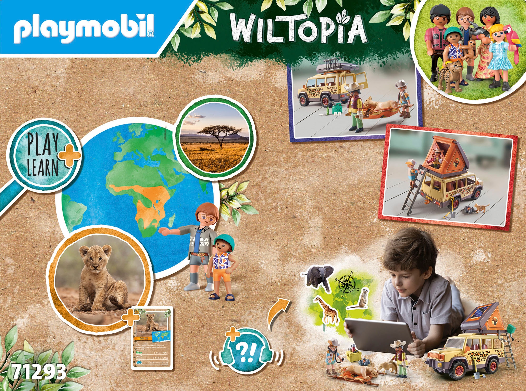 Playmobil® Konstruktions-Spielset »Mit dem Geländewagen bei den Löwen (71293), Wiltopia«, (98 St.), teilweise aus recyceltem Material; Made in Germany