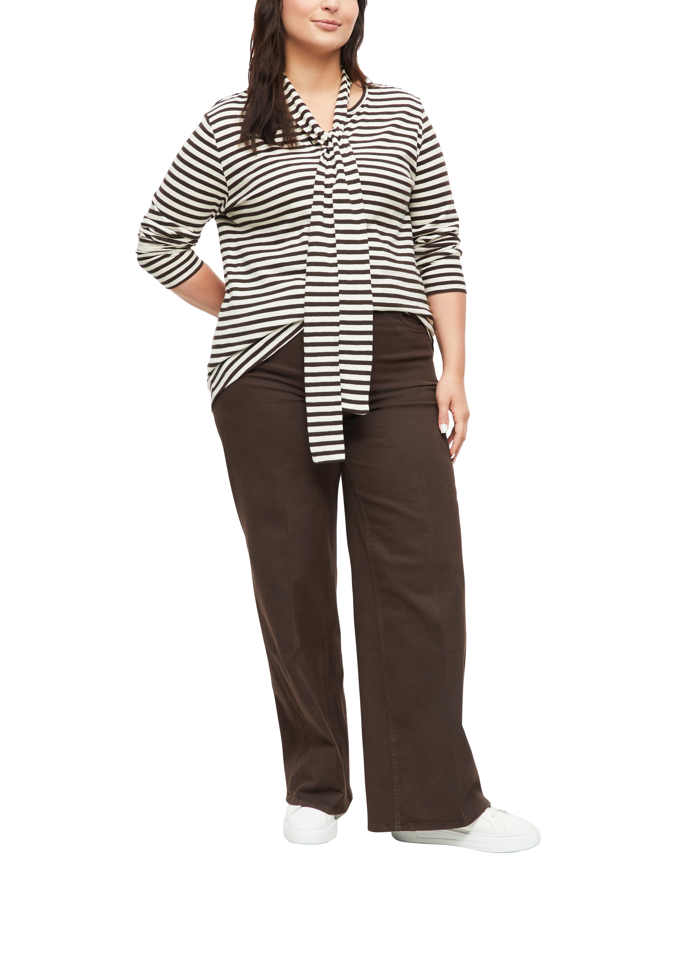 s.Oliver CURVE T-shirt long Langarm / Streifen-Muster / Grosse Grössen