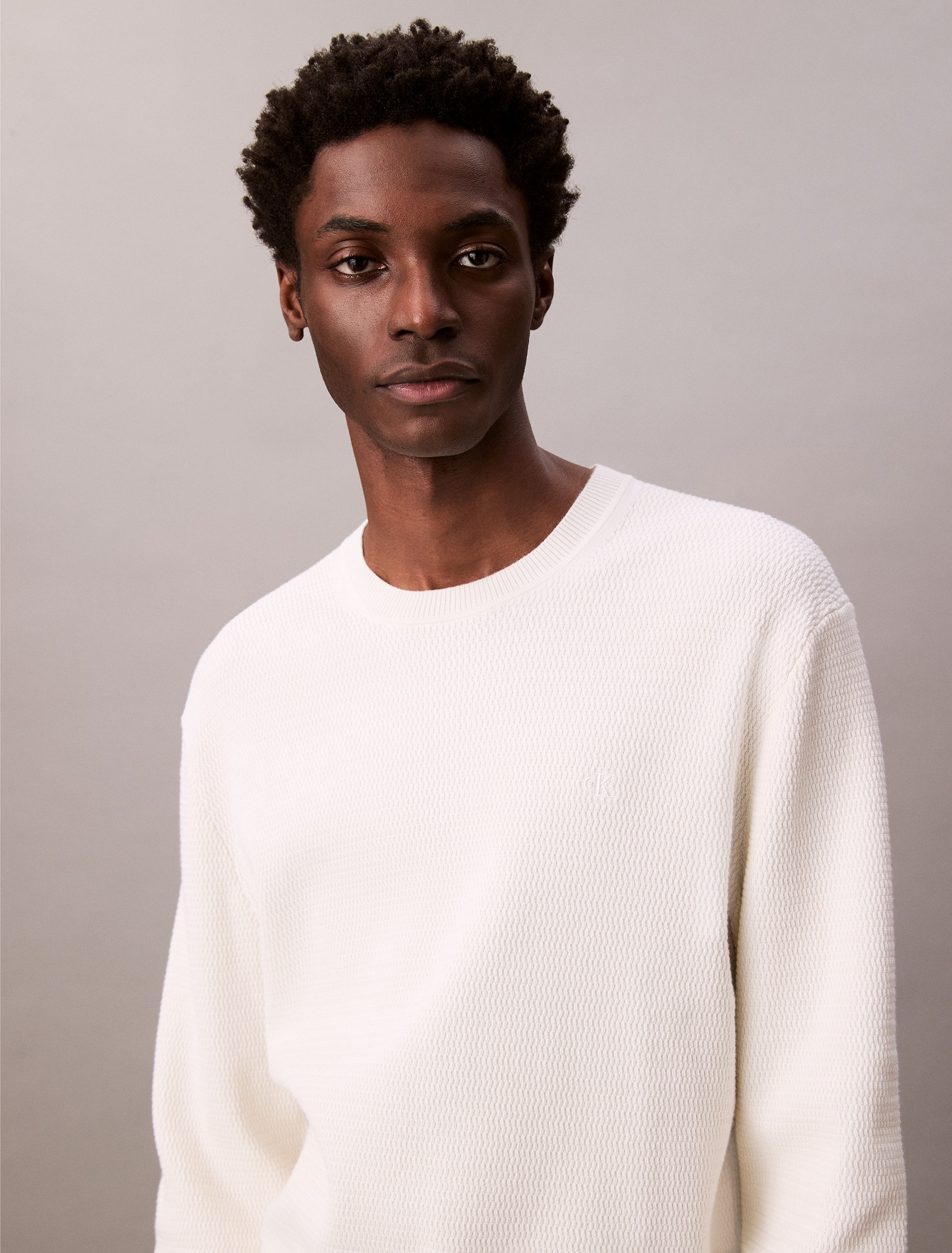 Calvin Klein Pull en tricot »LS TXTR CTTN CRWNK S« Mit Rundhalsausschnitt