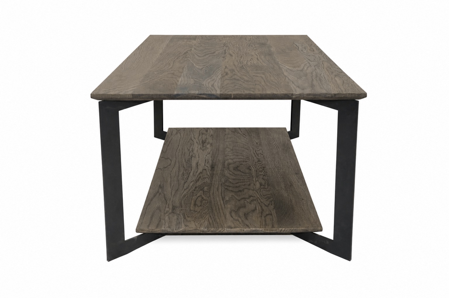 GOODproduct Couchtisch »Arvid, Wohnzimmertisch, Sofatisch, Beistelltisch, Kaffeetisch« Wildeiche geölt Natur/Smoke, Schweizer Kante, Metallgestell