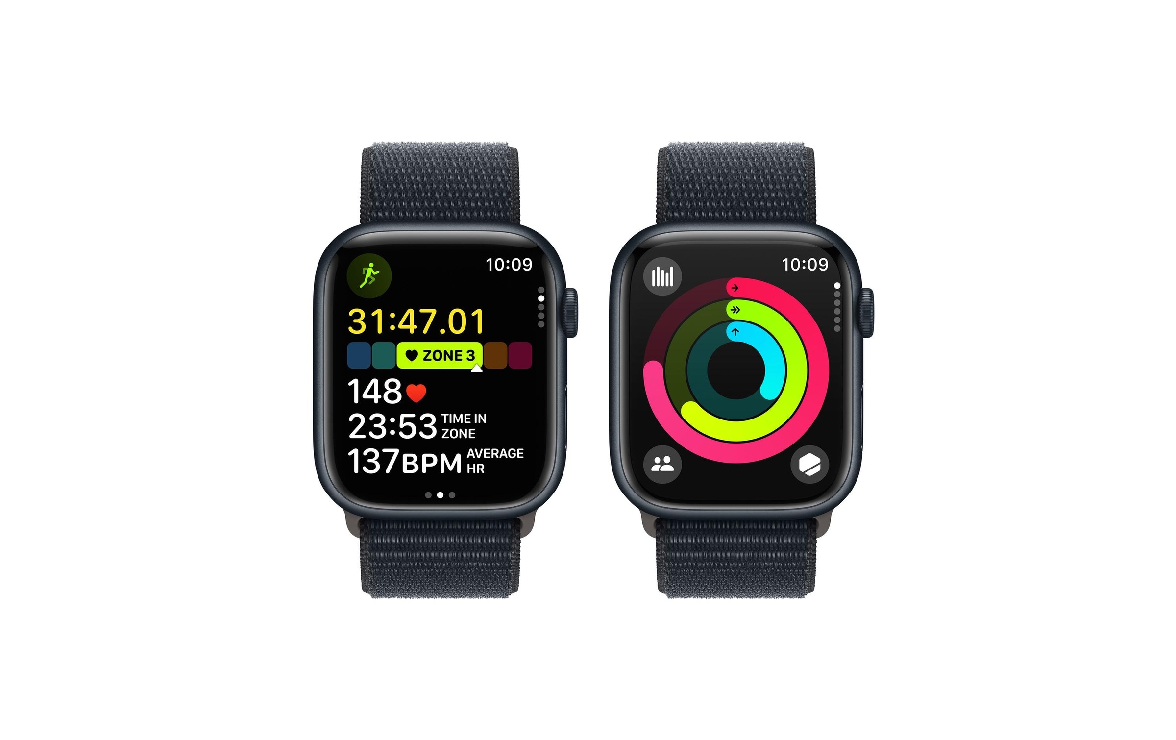 Apple Smartwatch »Series 9, GPS, Aluminium-Gehäuse mit Sport Loop Armband«, Watch OS 10, 64 GB,)