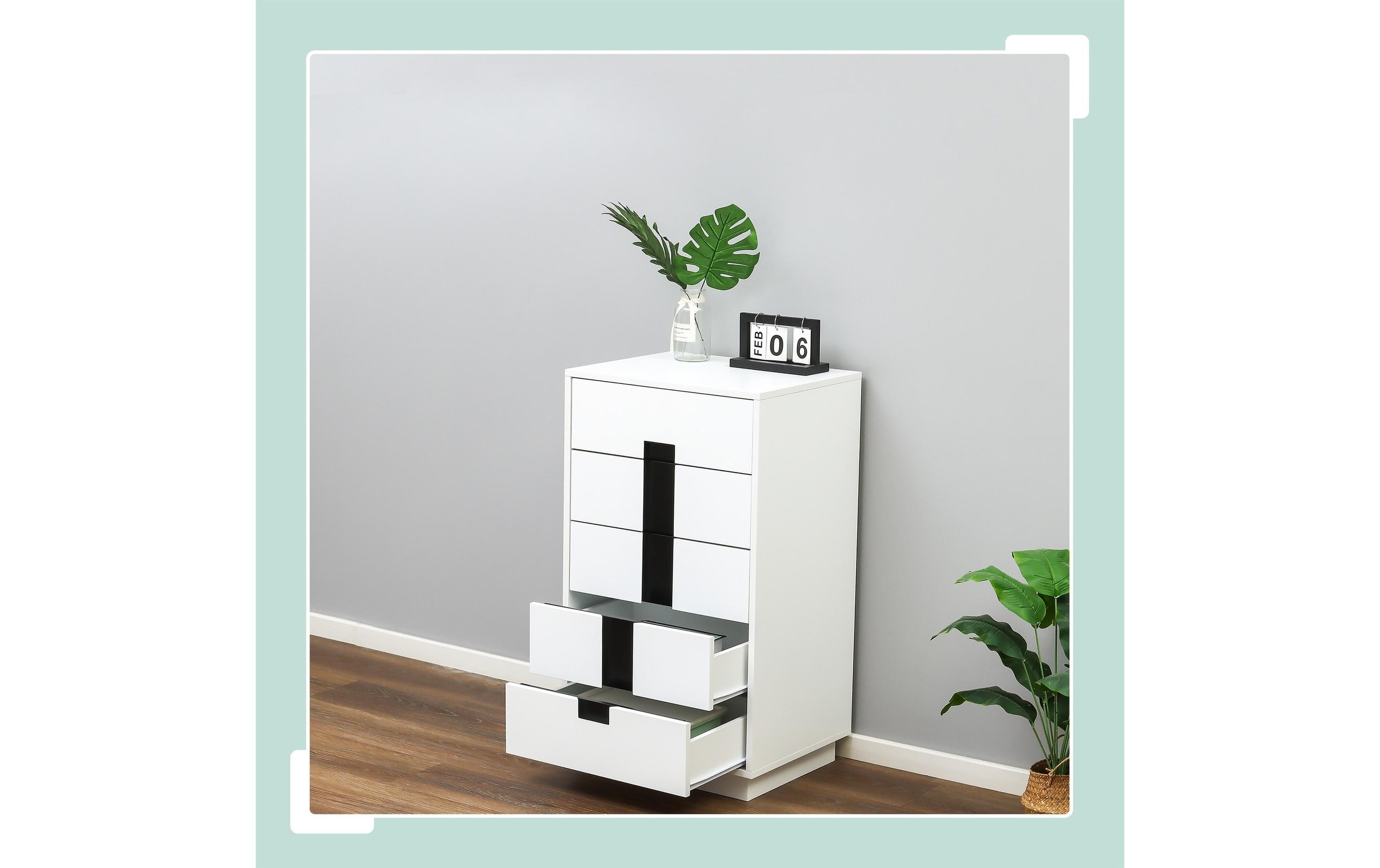 relaxdays Kommode »mit 5 Schubladen 88 x 50 x 40 cm«