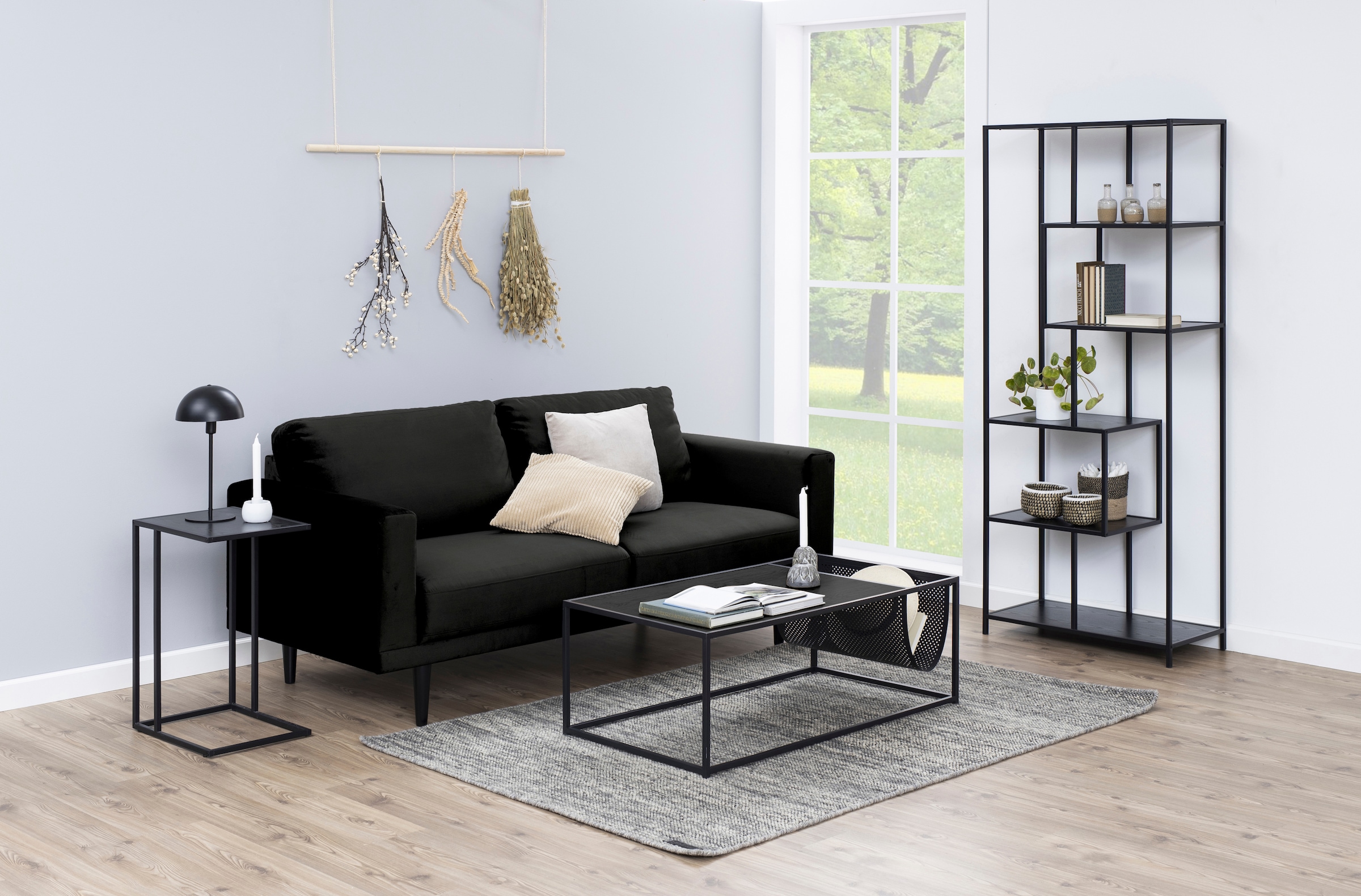 ACTONA GROUP Table d'appoint avec cadre métallique étroit en look industriel moderne, hauteur 63 cm