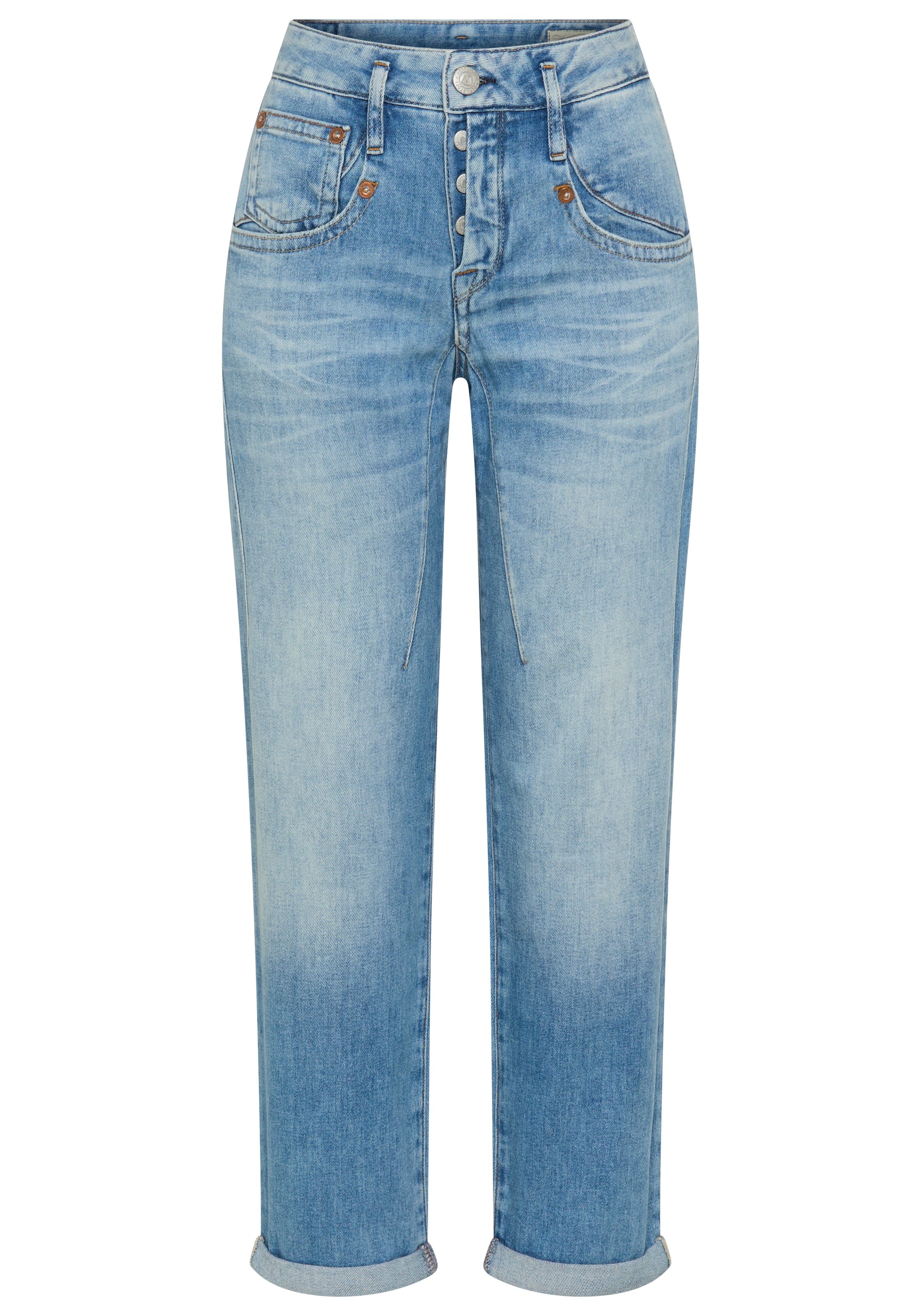 Herrlicher Jeans boyfriend »Shyra Tap Denim Stretch« mit halb verdeckter Knopfleiste, High Waist