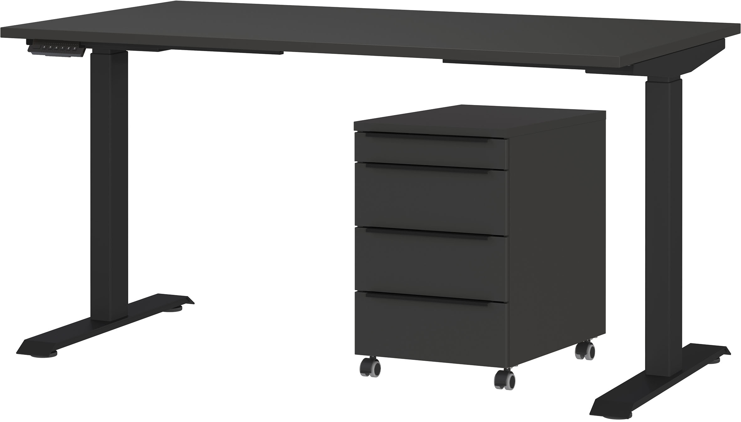 GERMANIA Büromöbel-Set »Mailand, inkl. Schreibtisch (elektr. höhenverstellbar) & Rollcontainer« 2 Stk. tlg. Breitenvariante wählbar (140-180 cm), Made in Germany
