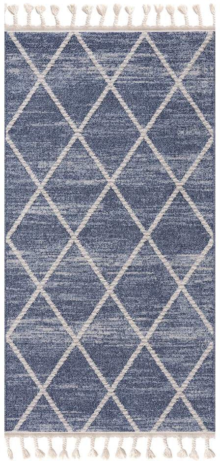 Carpet City Tapis »Art 2646« Rectangulaire 7 mm Höhe Läufer, Kurzflor, mit Kettfäden, Rauten-Optik, Fransen