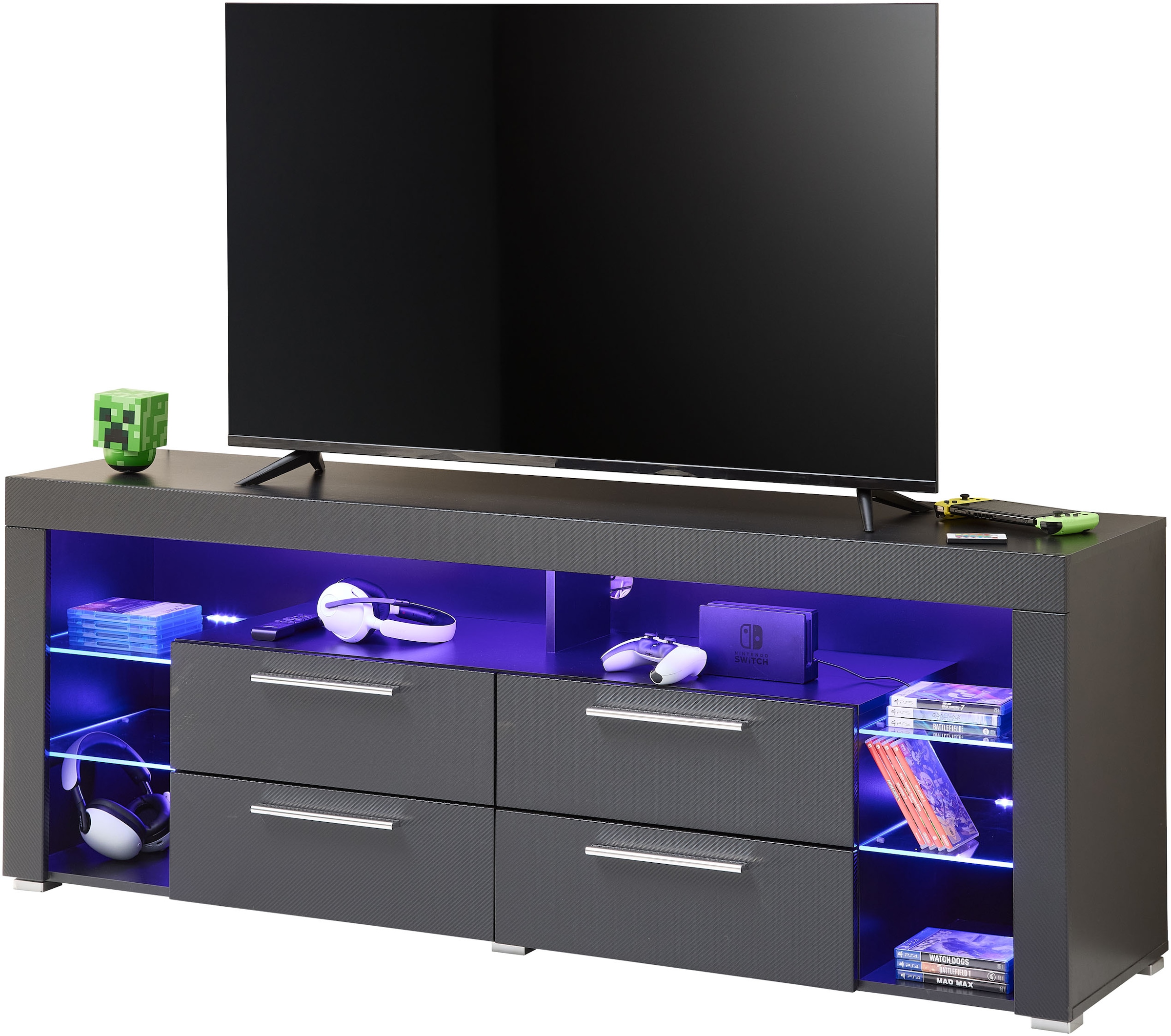 Stolkom TV-Schrank »Goal« 4 Schubkästen, 6 offenen Fächern, Stellmass 179/66/44 cm