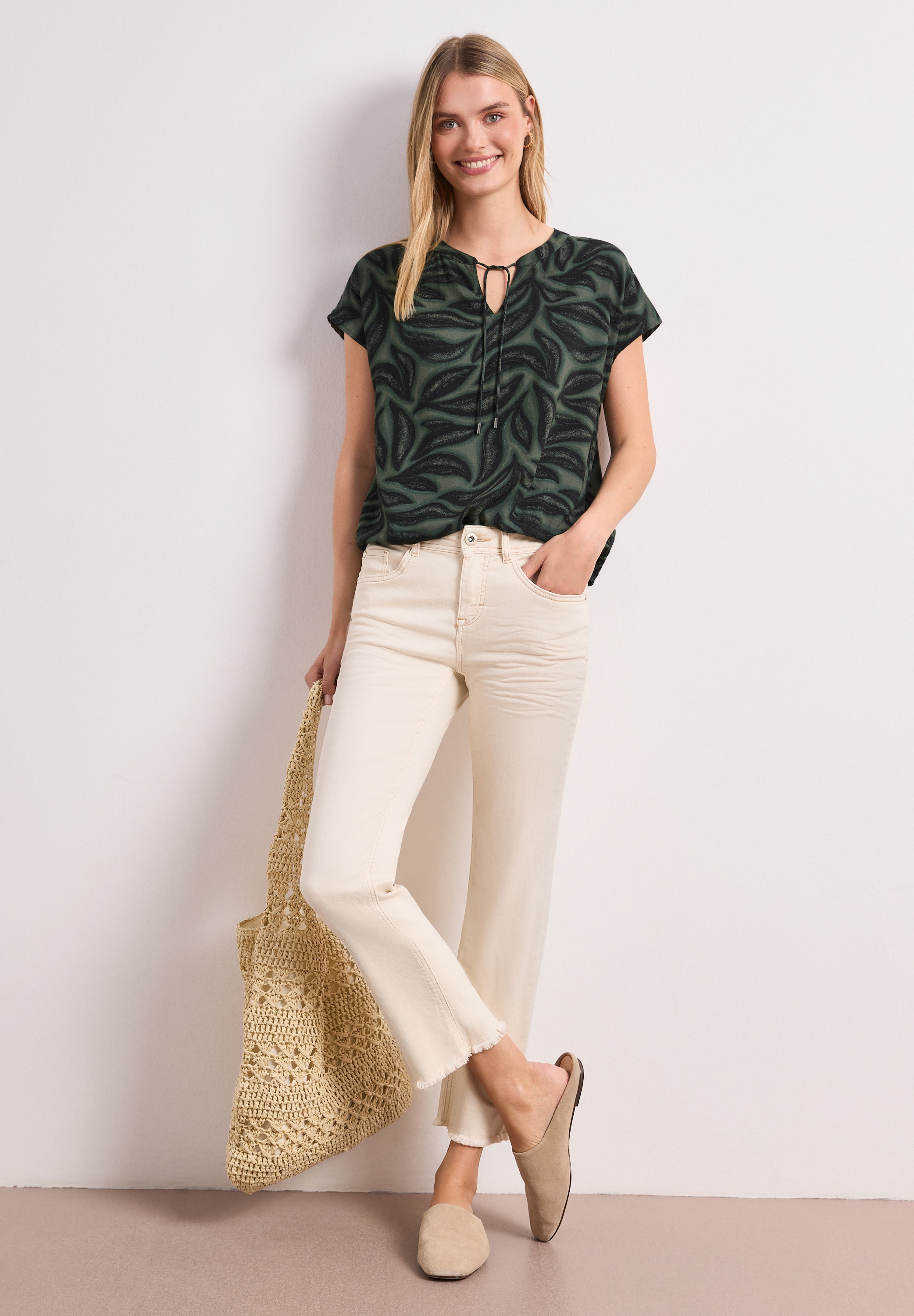STREET ONE Blouse à manches courtes Blouse d’été à motif floral