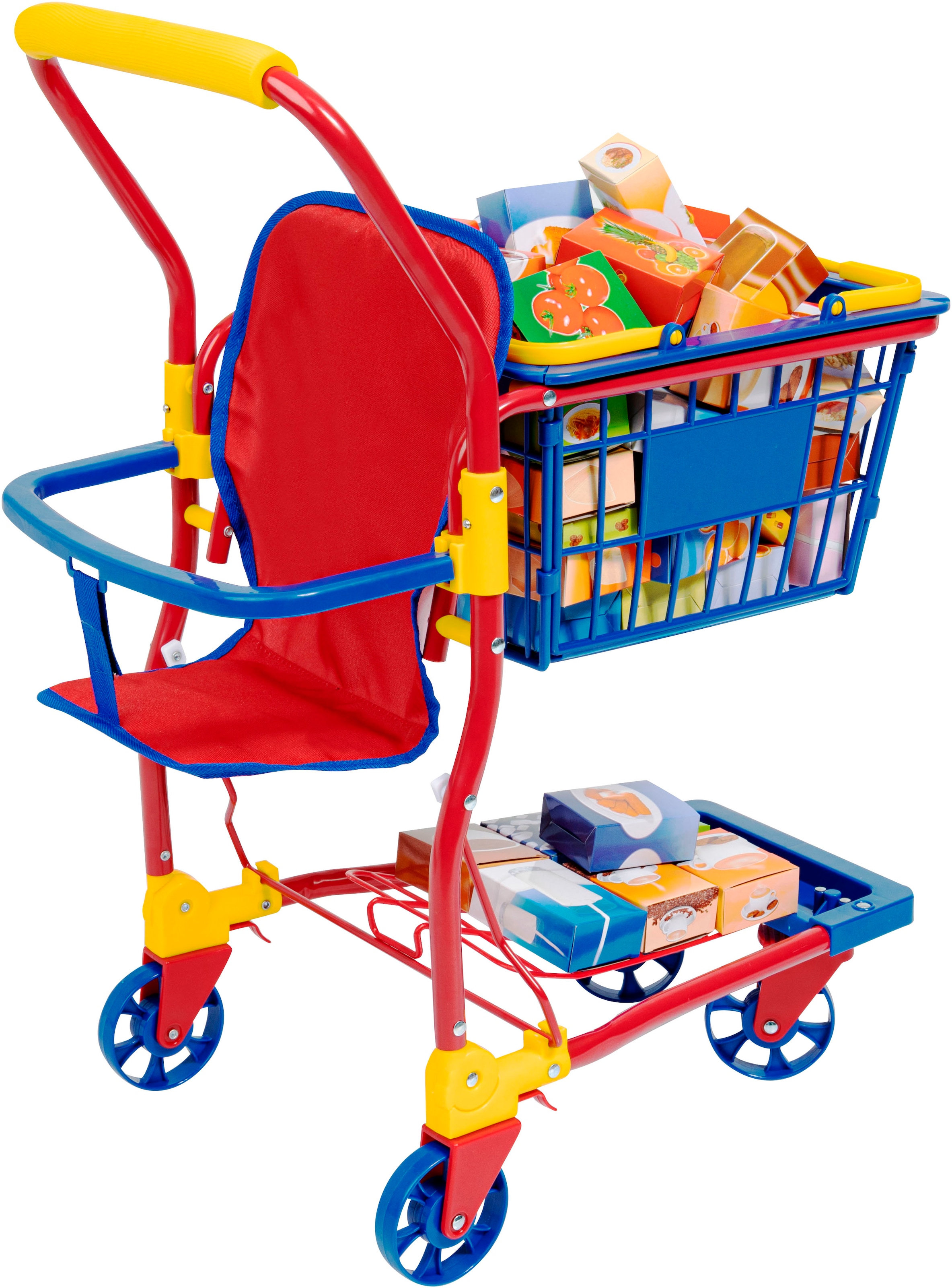 Image of Bayer Spiel-Einkaufswagen mit lebensechten Spiellebensmitteln