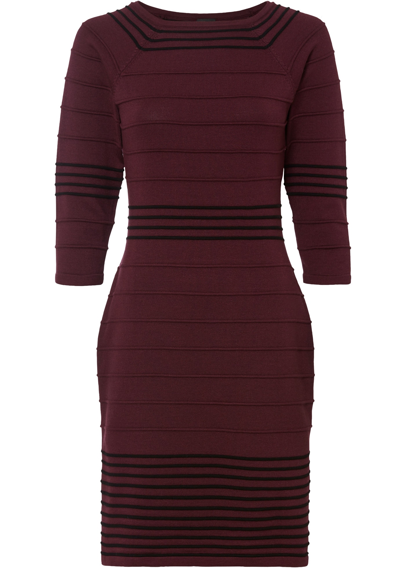 bonprix Strickkleid »Strickkleid aus fliessendem Viskose-Mix« für femininen Look, aus Viskose-Mix, mit 3/4-Ärmeln, Slim Fit