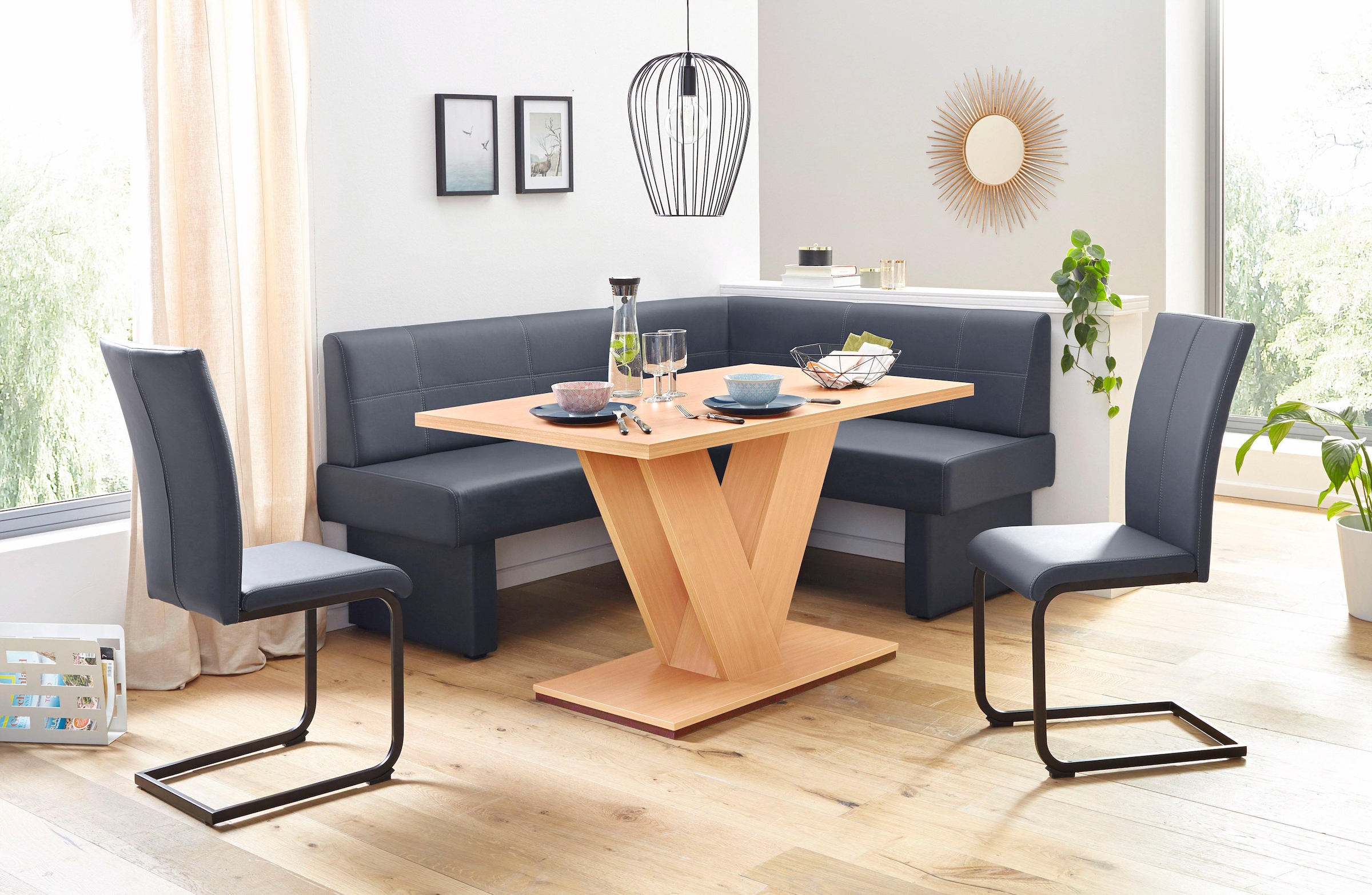 Home affaire Freischwinger »Nils«, (Set), 2 St., Kunstleder, Stuhl belastbar bis 120 Kg, Gestell Metall im Chrom-Look oder Schwarz