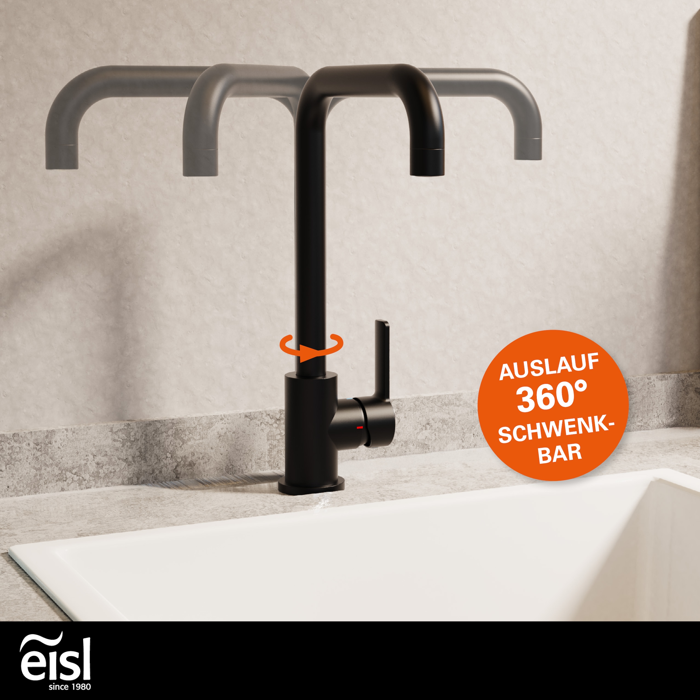 Eisl Robinet d'évier »Futura« robinet de cuisine, pivotant à 360°, douchette de marque, cartouche