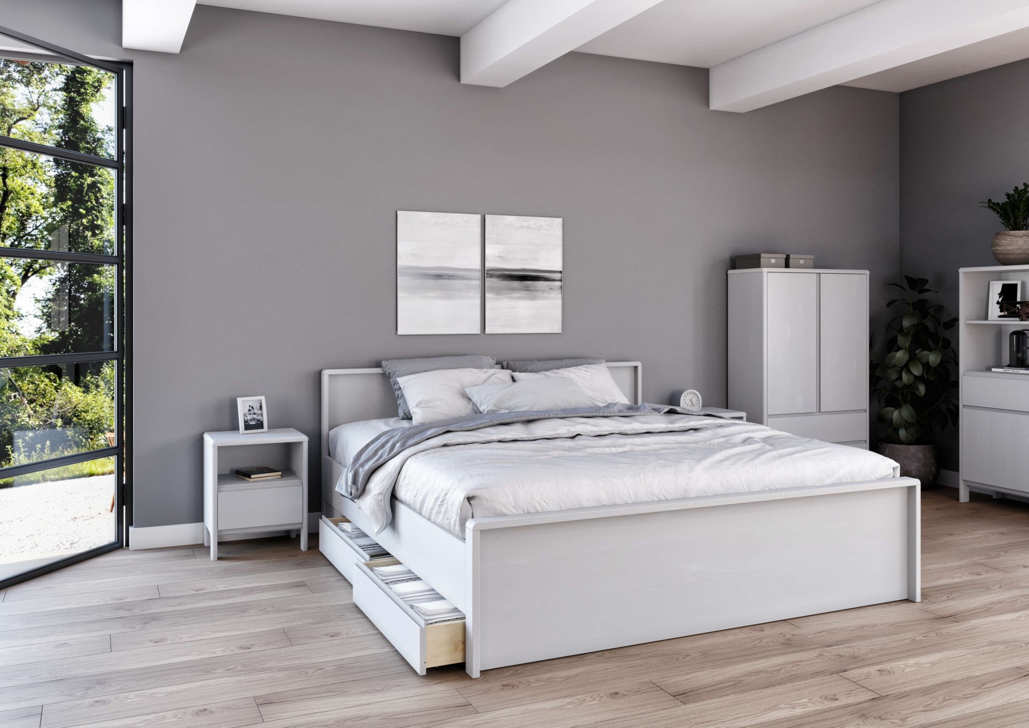 Home affaire Wäscheschrank »Luven«, (B/H/T ca. 98/137/34), aus massiver Kiefer, Höhe 137 cm, mit 2 Schubladen und 2 Türen