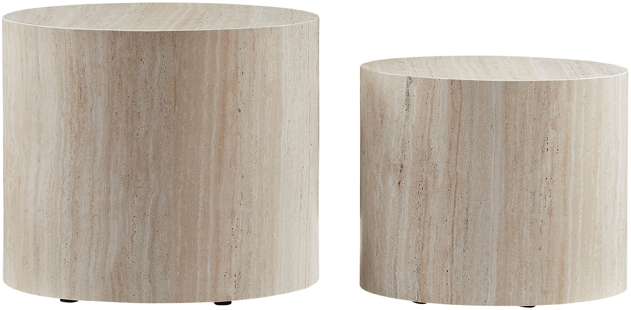 SalesFever Couchtisch »Almeria - Stilvoller Couch- und Beistelltisch«, (Set, 2 St., 2er Set), oval, in Travertinoptik