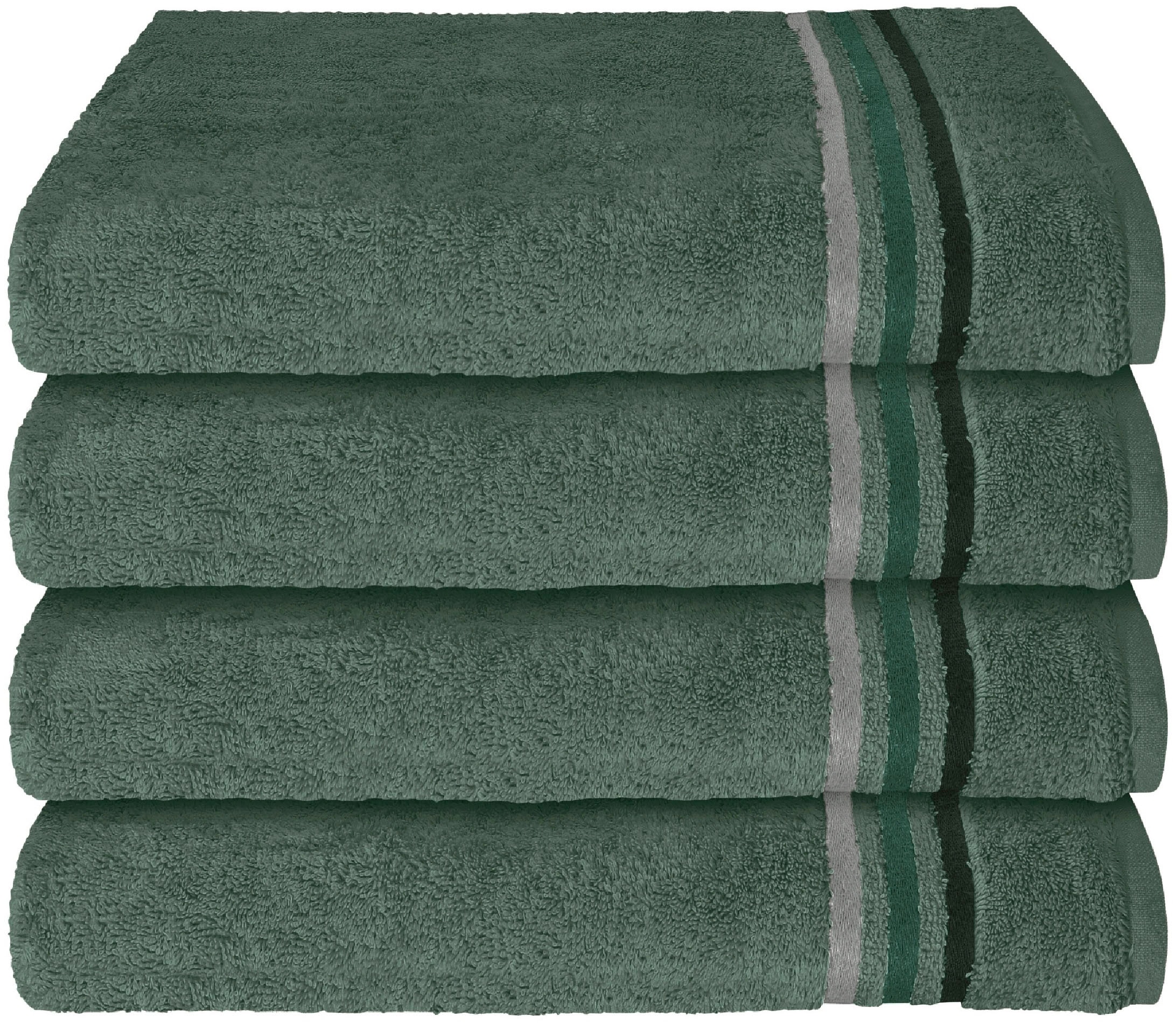 Schiesser Handtücher »Skyline Color aus 100 % Baumwolle mit eleganter Streifenbordüre«, (Set, 4 St., 4 Handtücher (50x100 cm), MADE IN GREEN by OEKO-TEX®