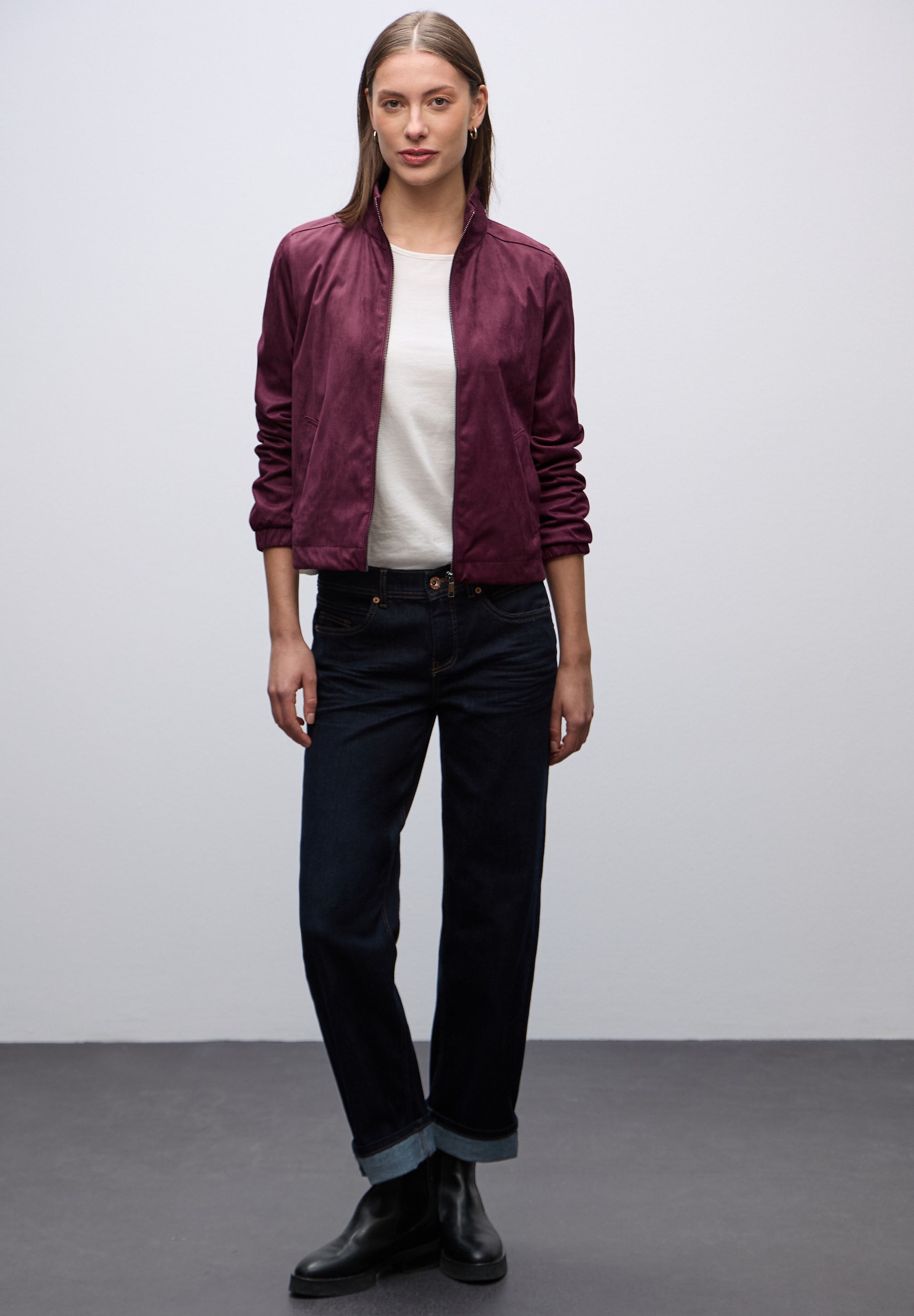 STREET ONE Blazer en similicuir mit Taschen und Stehkragen