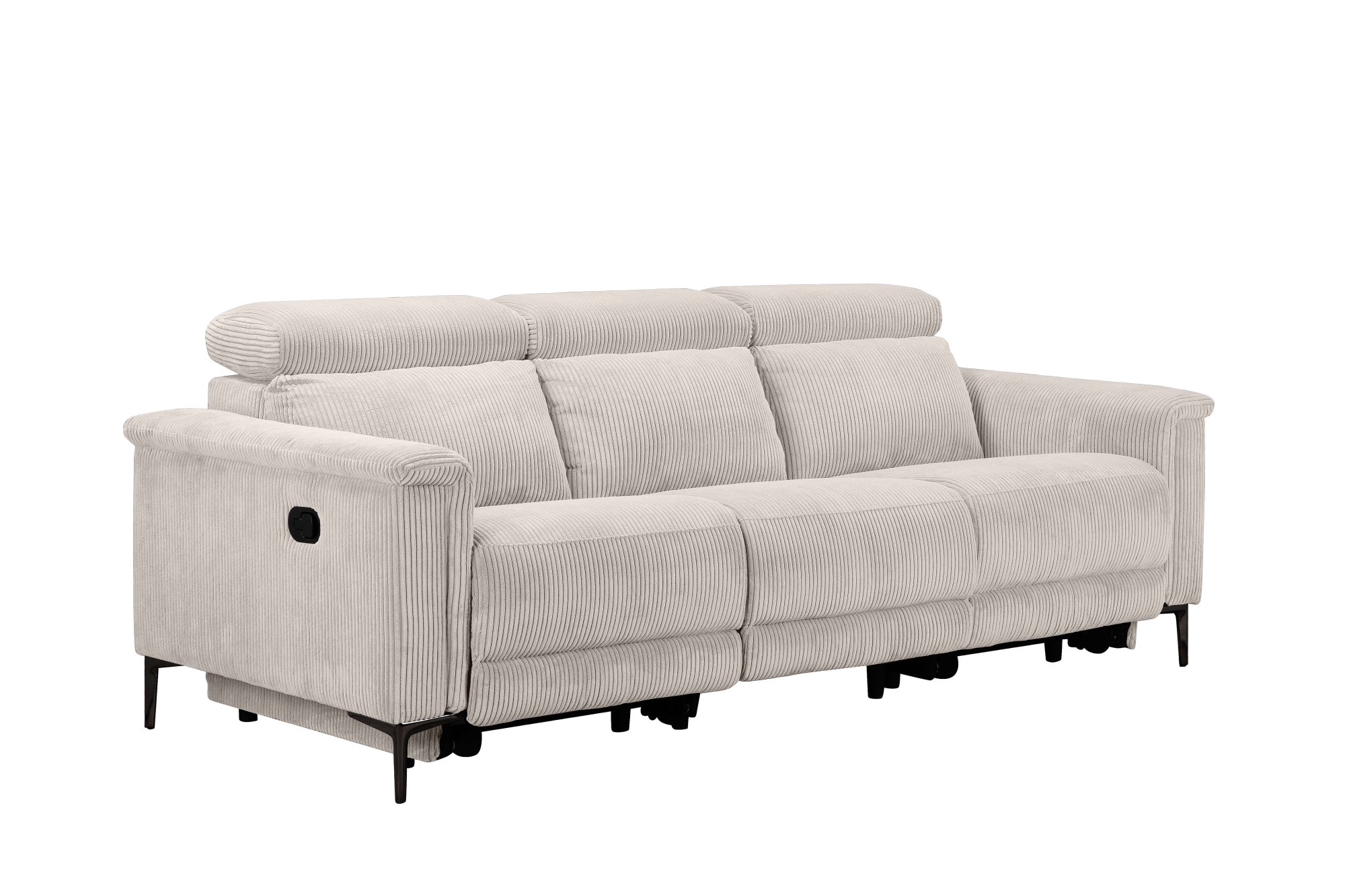 Home affaire 3-Sitzer »Lund Cord, mit manueller o. elektrischer Relaxfunktion in 2 Sitzen,« USB-C, Kopfteilverstellung, Breite 222 cm