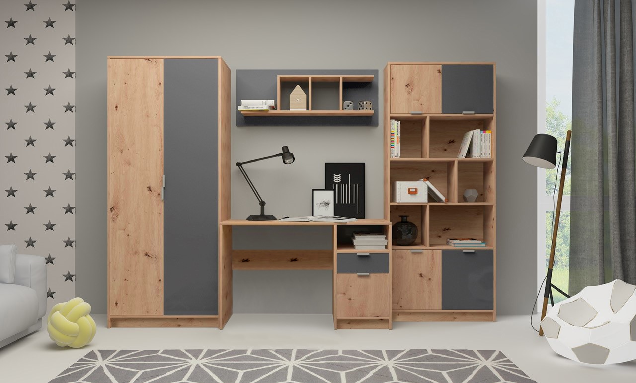 Begabino Jugendzimmer-Set »Karla Kleiderschrank, Schreibtisch, Hängeregal, Standregal« Set, 4 Stk. tlg. wahlw. mit Bett, anstelle des Tisches bestellbar, Artikelnr. 20676915