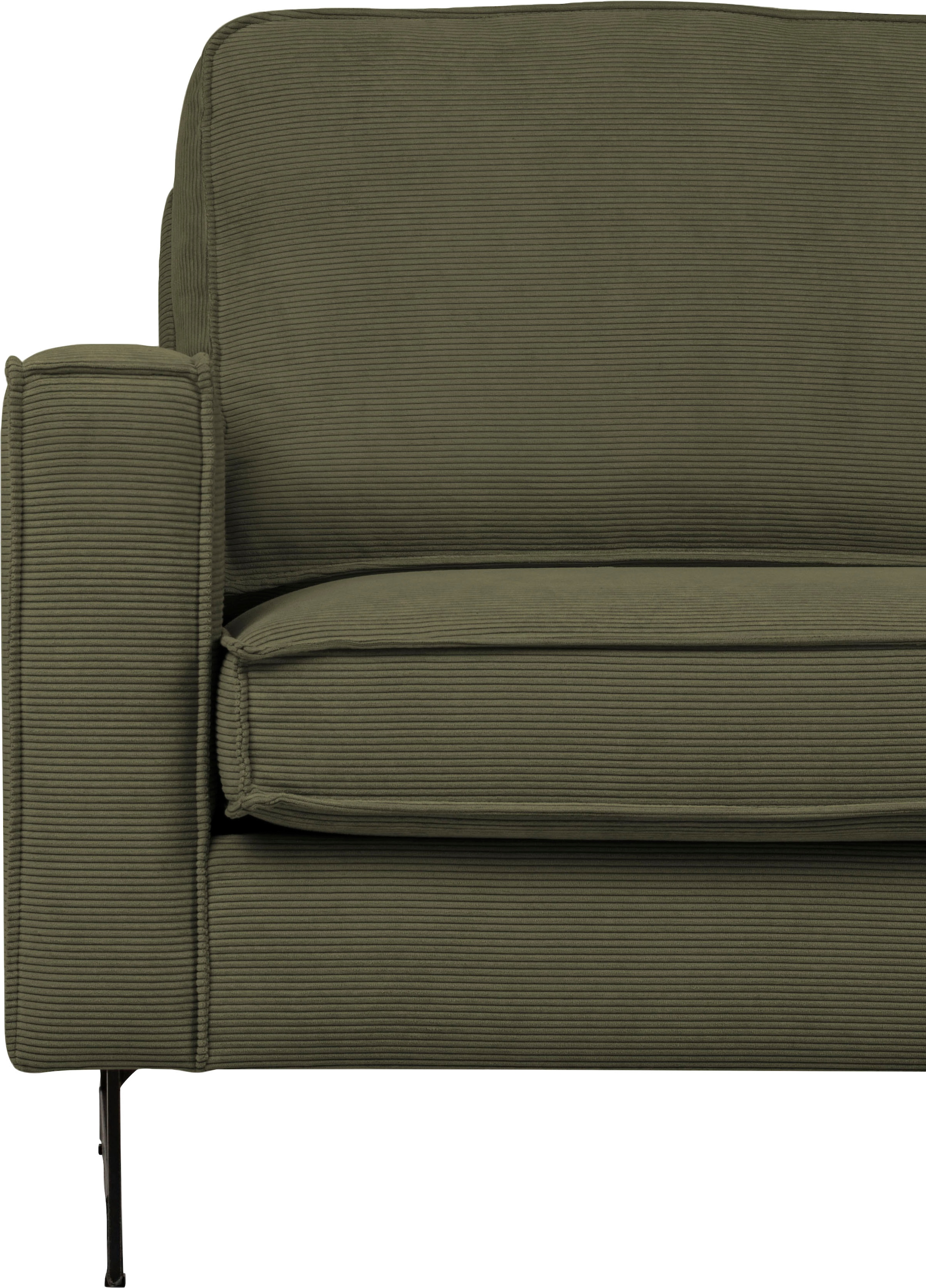 Places of Style Ecksofa »Pinto, 290 cm, Cord, Chenille, Lederoptik, Ottomane links / rechts«, mit Keder, schwarze Metallfüsse, Wellenunterfederung