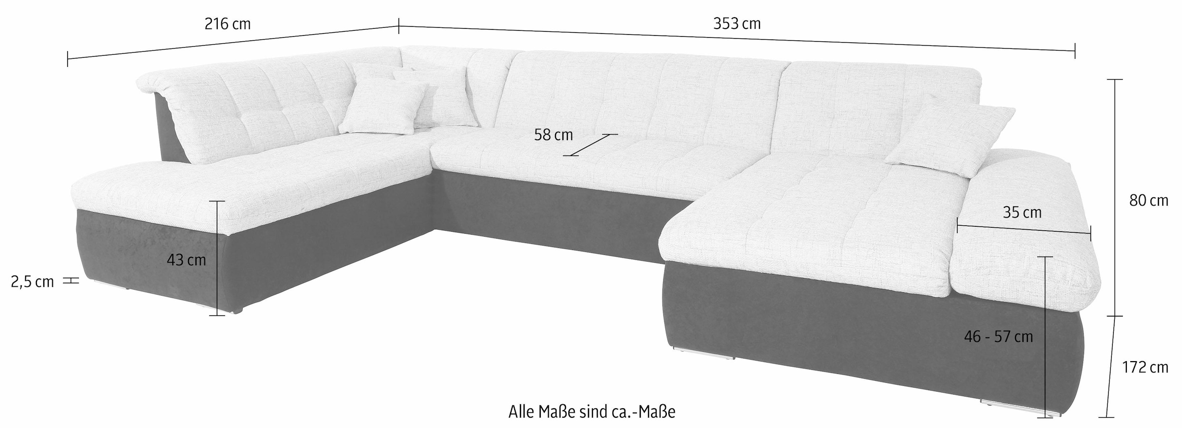 ♕ DOMO XXL-Format, »Moric«, Bettfunktion Wohnlandschaft wahlweise Armlehnenverstellung im auf versandkostenfrei mit collection und