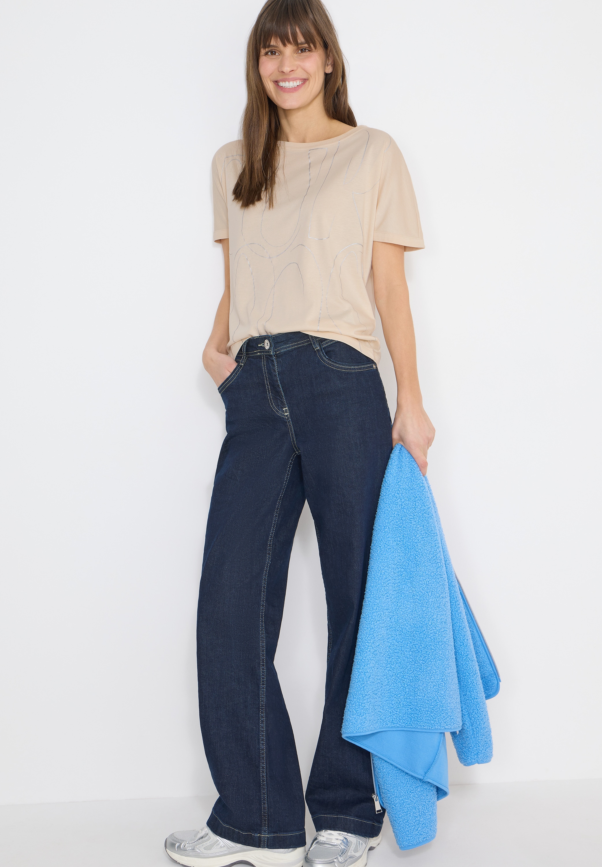 Cecil T-shirt à manches courtes Rundhals mit Folienprint