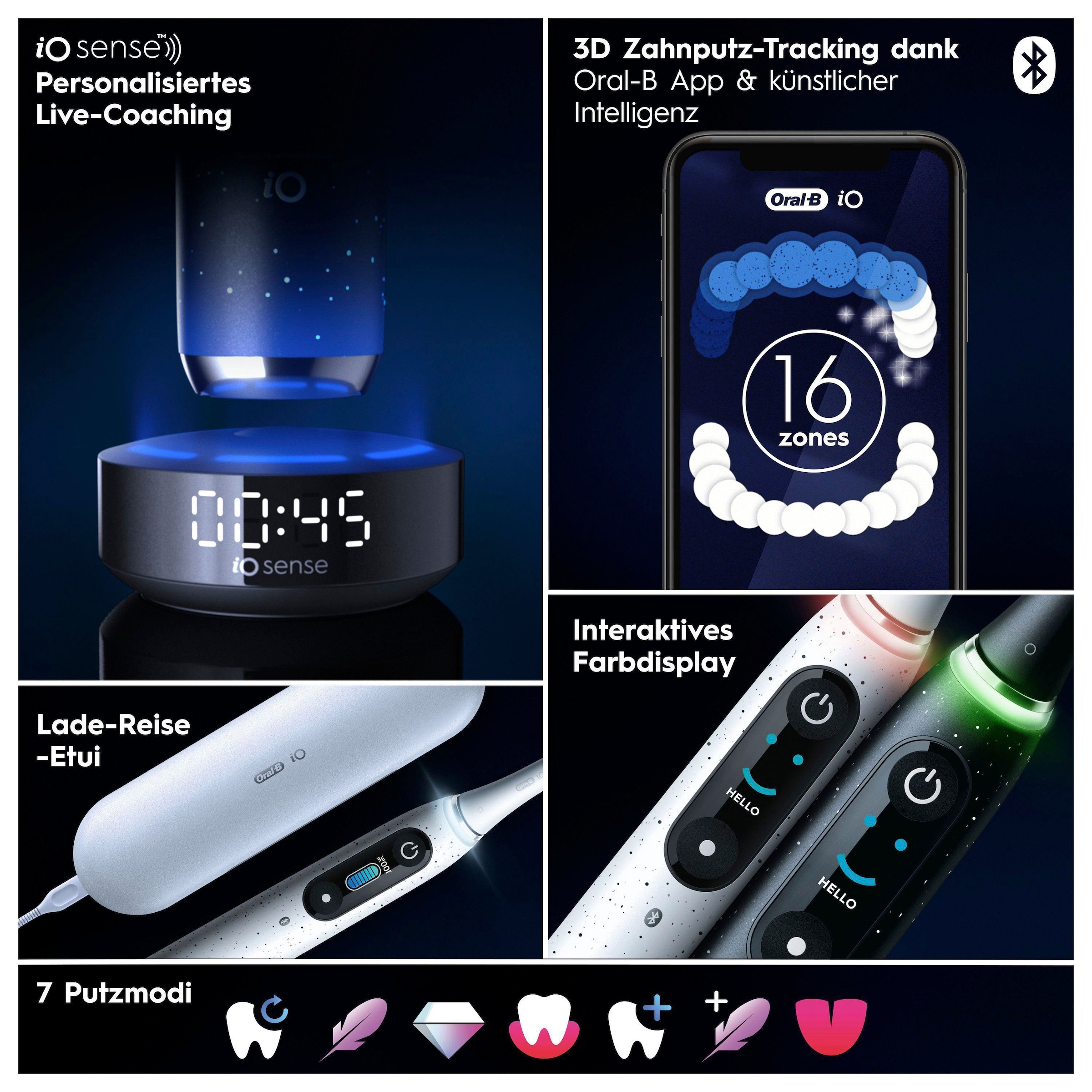 Oral-B Elektrische Zahnbürste »iO 10«, 1 St. Aufsteckbürsten, Magnet-Technologie, iOsense, 7 Putzmodi, Farbdisplay & Lade-Reiseetui