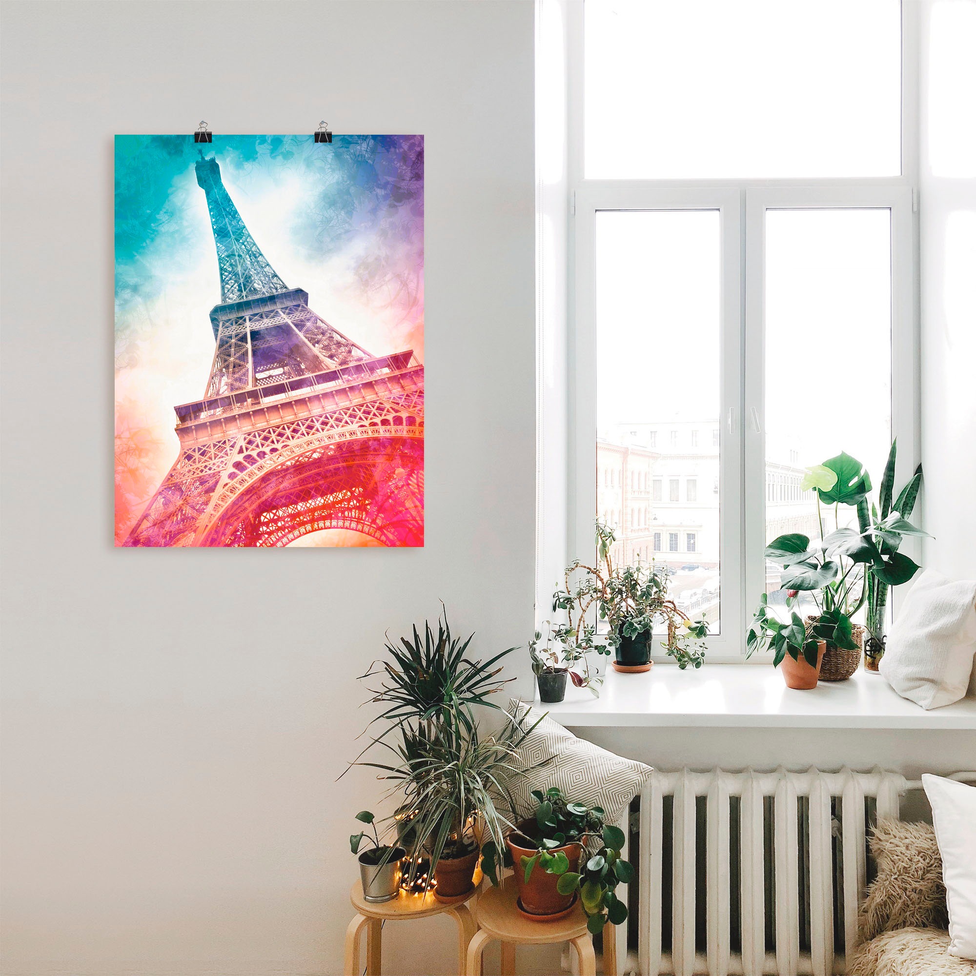 Artland Poster »Paris Eiffelturm II«, Gebäude, (1 St.), als Alubild, Leinwandbild, Wandaufkleber oder Poster in versch. Grössen