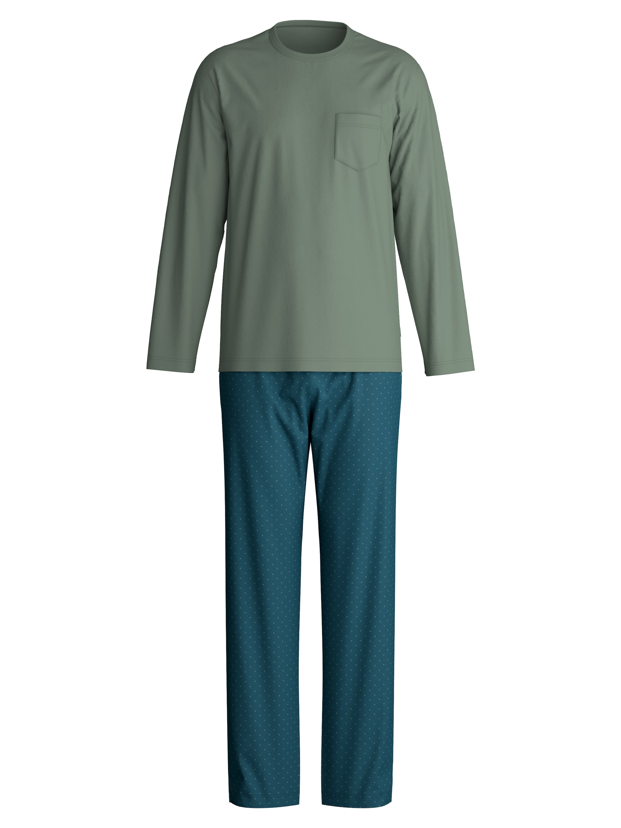 CALIDA Schlafanzug »Relax Imprint 2« 2 tlg. Langarm-Shirt & Hose mit geradem Bein