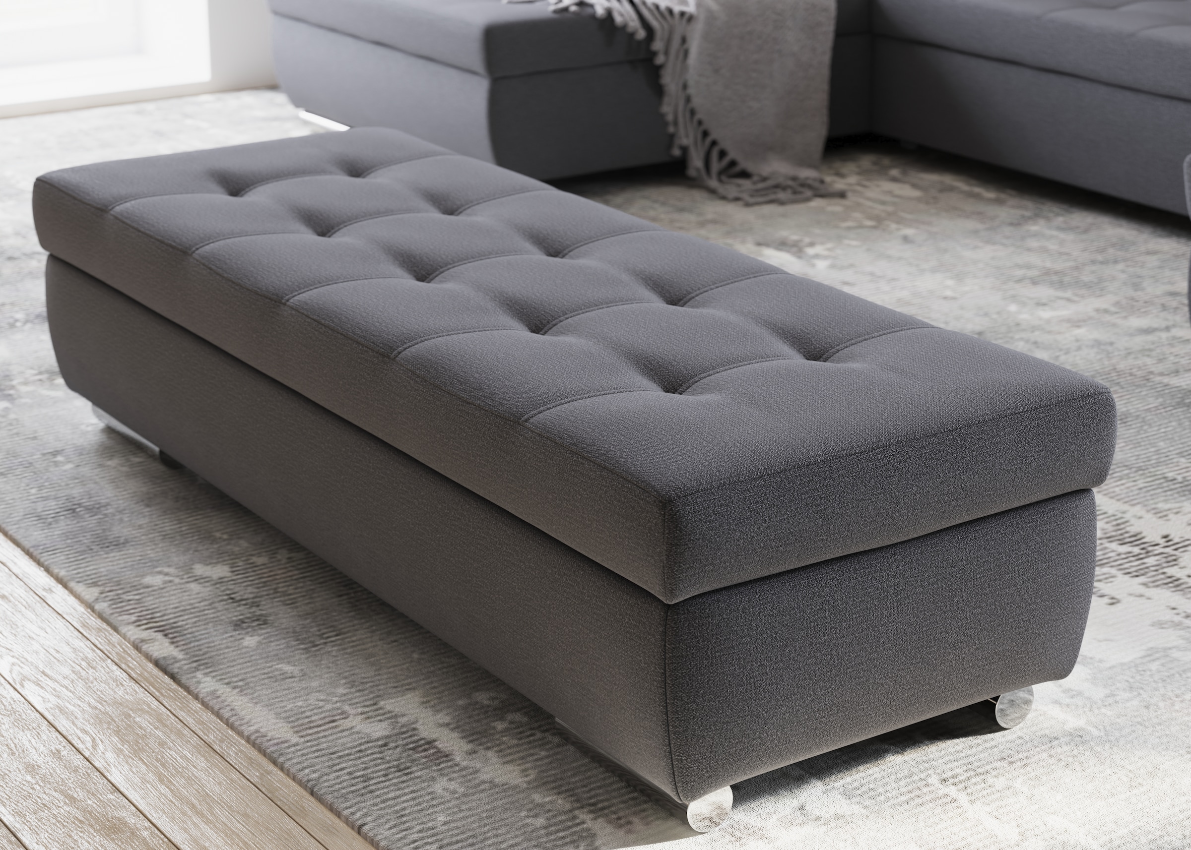 DOMO collection Hocker »Treviso XXL: B/T/H: 161/60/41 cm«, mit Stauraum, auch in Cord, passend zur Serie, moderne Steppung