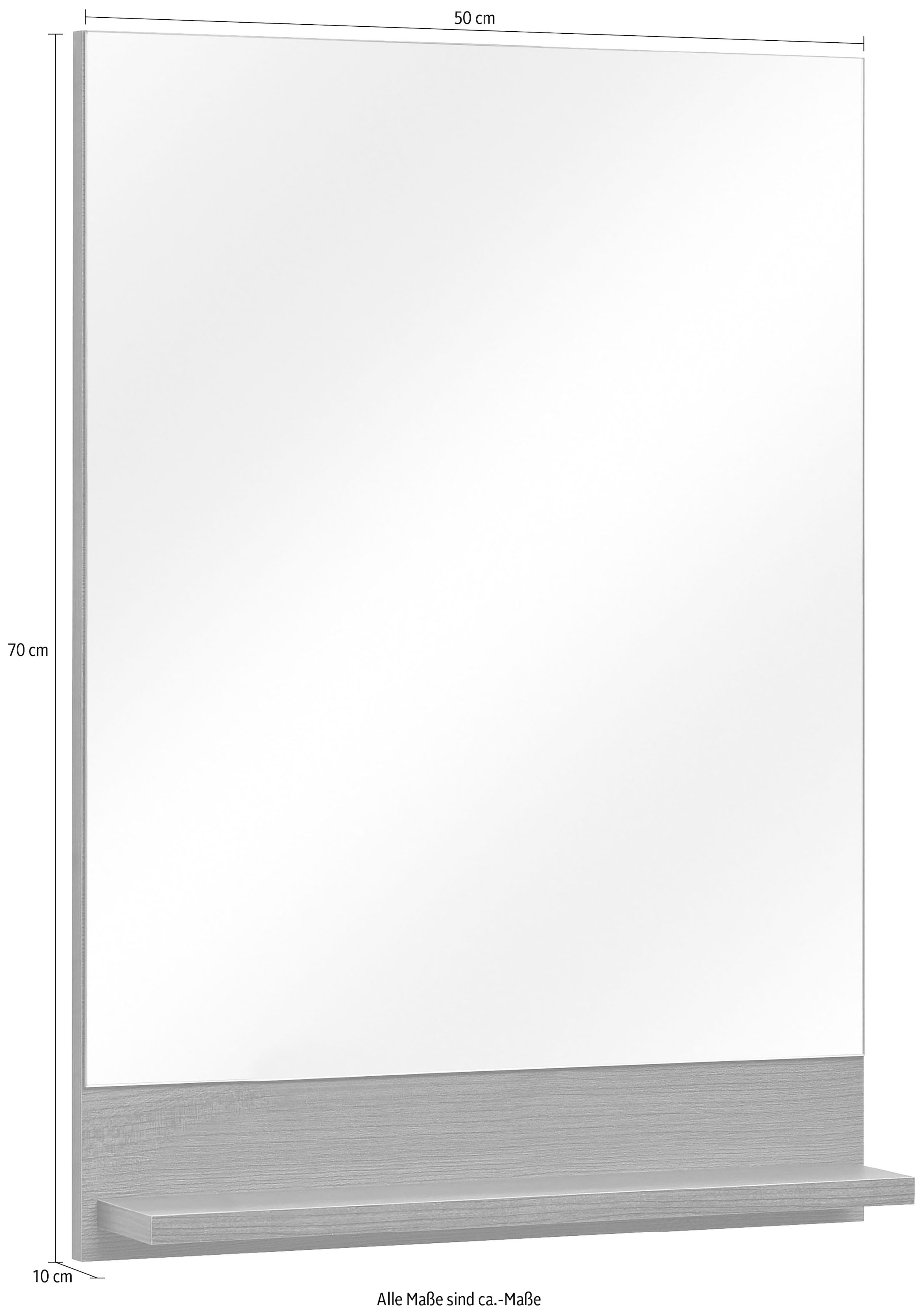 Saphir Miroir de salle de bain »Quickset Bad Flächenspiegel mit Ablage, 50 cm breit, ohne Beleuchtung« miroir mural moderne pour salle de bain, rectangulaire, 70 cm de haut