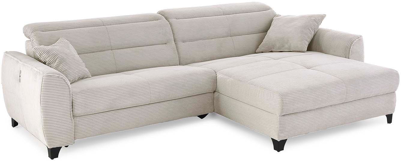 Jockenhöfer Gruppe Canapé d'angle »Double One L-Form, B: 288 cm, 2x120 cm breite, elektr. Relaxfunktionen« réglage de la tête, connexion USB & coussin décoratif