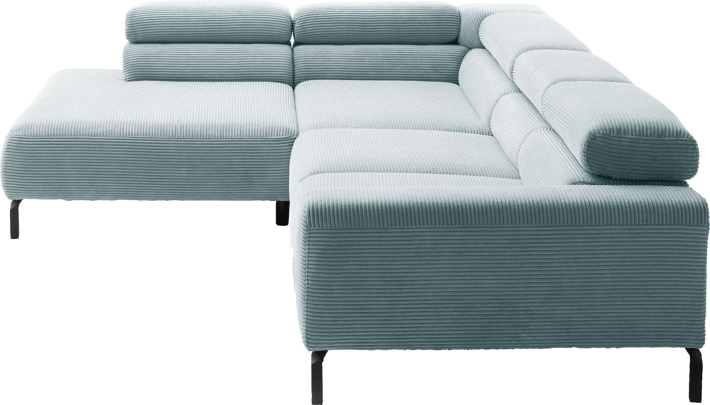 Home affaire Ecksofa »Antonelli, L-Form, inkl. Kopfteilverstellung, Breite 312 cm, bequem« ohne Sitztiefenverstellung, in Cord, bleu
