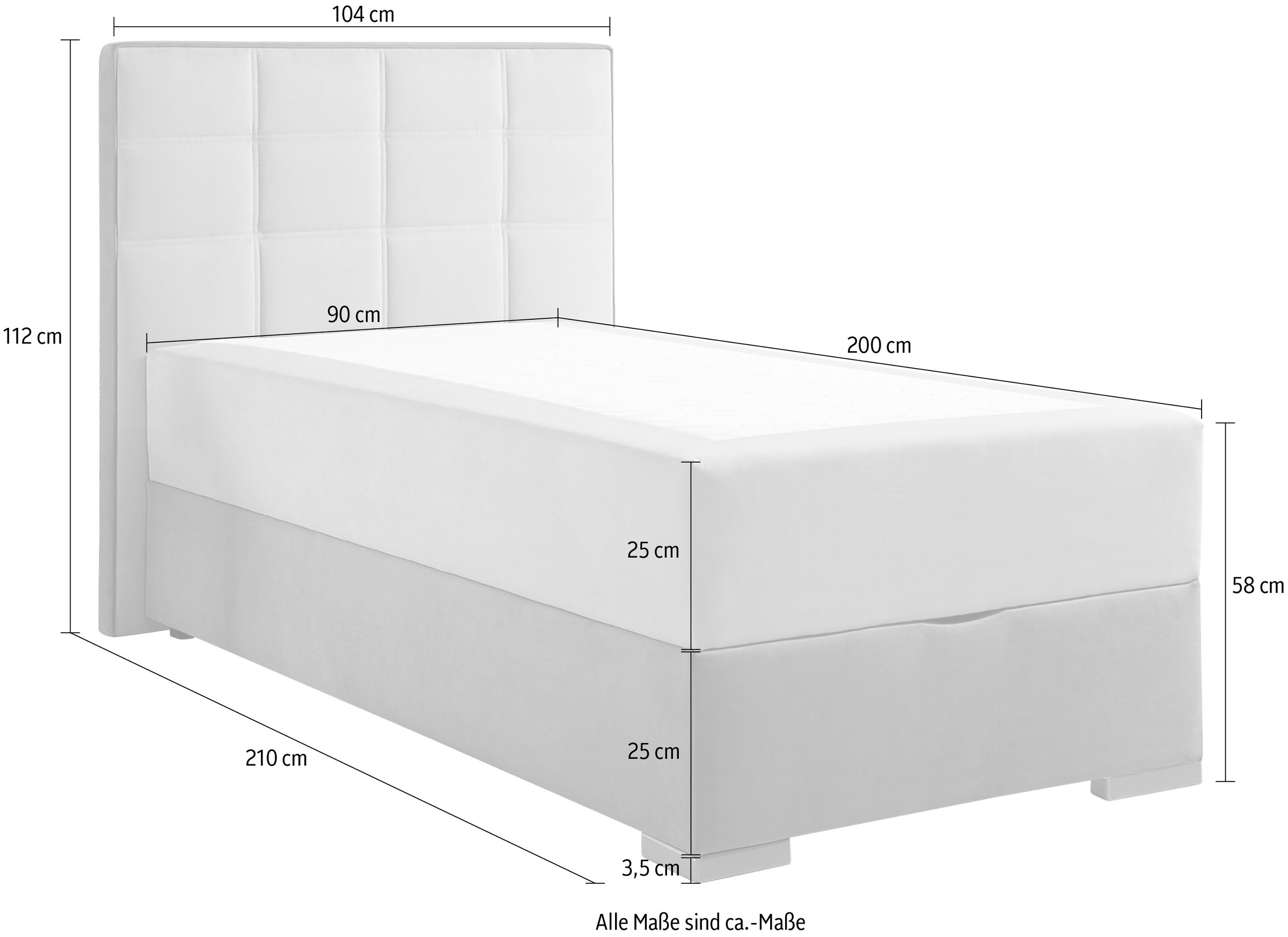 Maintal Boxspringbett mit Bettkasten und Topper