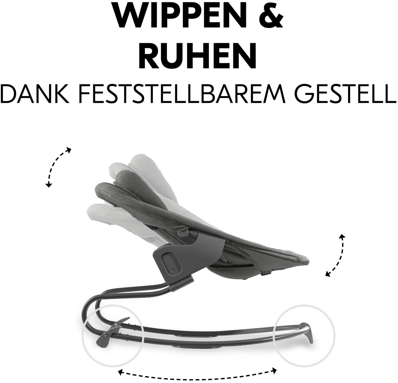 Hauck Babywippe »Alpha Bouncer Premium, Dark Grey« bis 9 kg für Neugeborene mit Wippgestell, für Hochstuhl Alpha+ und Beta+