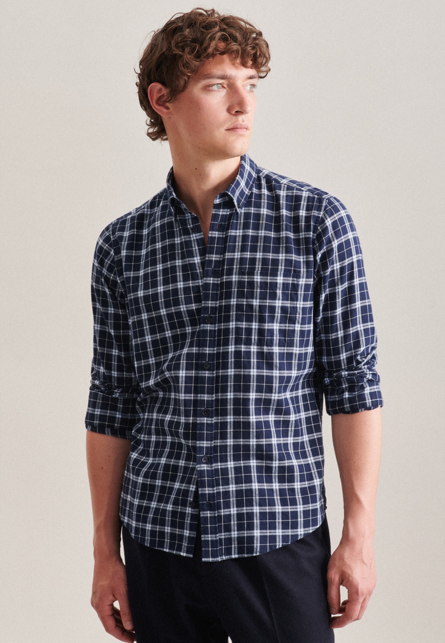 seidensticker Businesshemd »Schwarze Rose«, Regular Langarm Button-Down-Kragen Karo