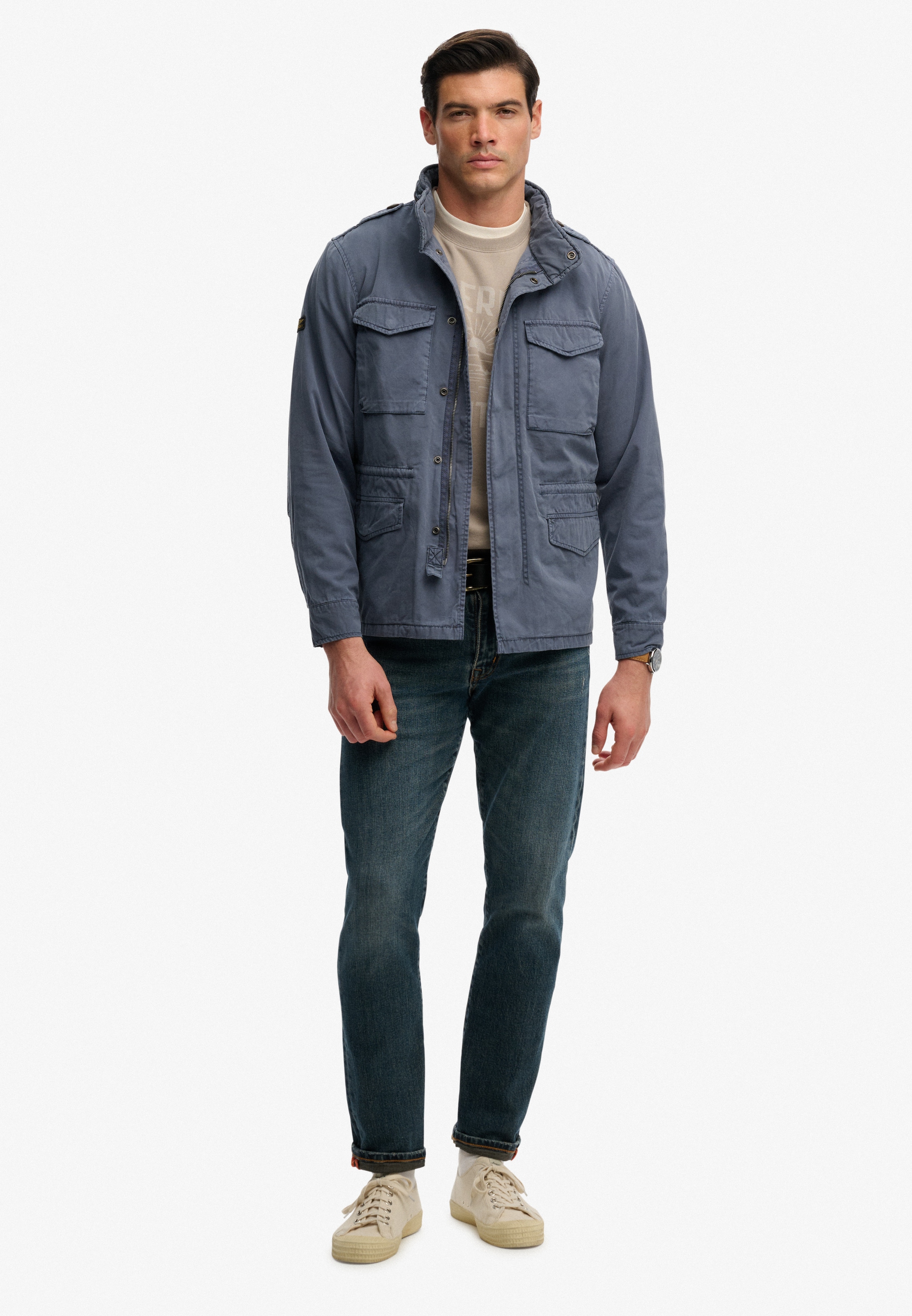 Superdry Parka »COTTON M65 JACKET« sans capuche avec étiquette de marque, en coton, Regular Fit, longueur normale