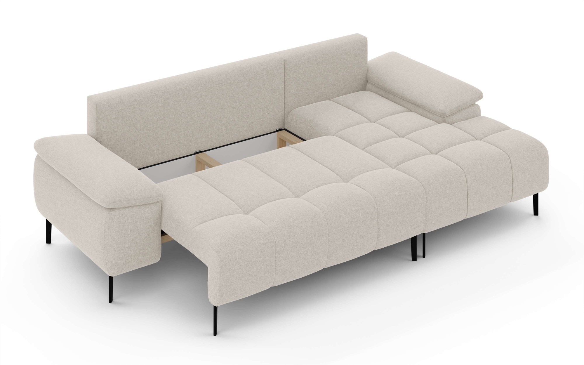 Home affaire Canapé d'angle »DROMARA Schlafsofa mit Bettkasten, Masse: B/T/H 277/141/91 cm« L-Form mit Recamiere rechts/links bestellbar, Wellenunterfederung