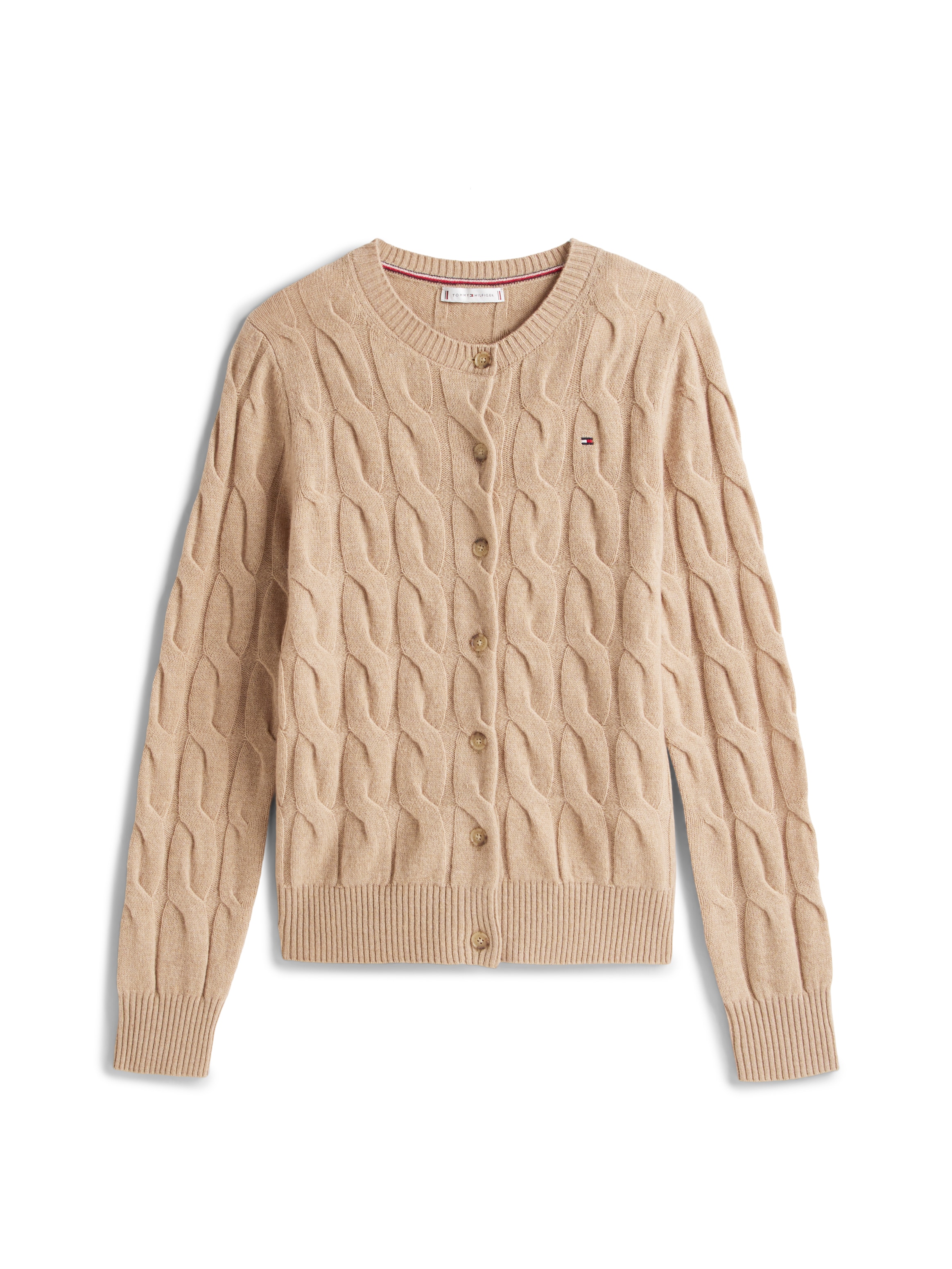 Tommy Hilfiger Strickjacke »SOFT WOOL CABLE C-NK LS CARDIGAN« mit Zopfmuster, aus reiner Wolle