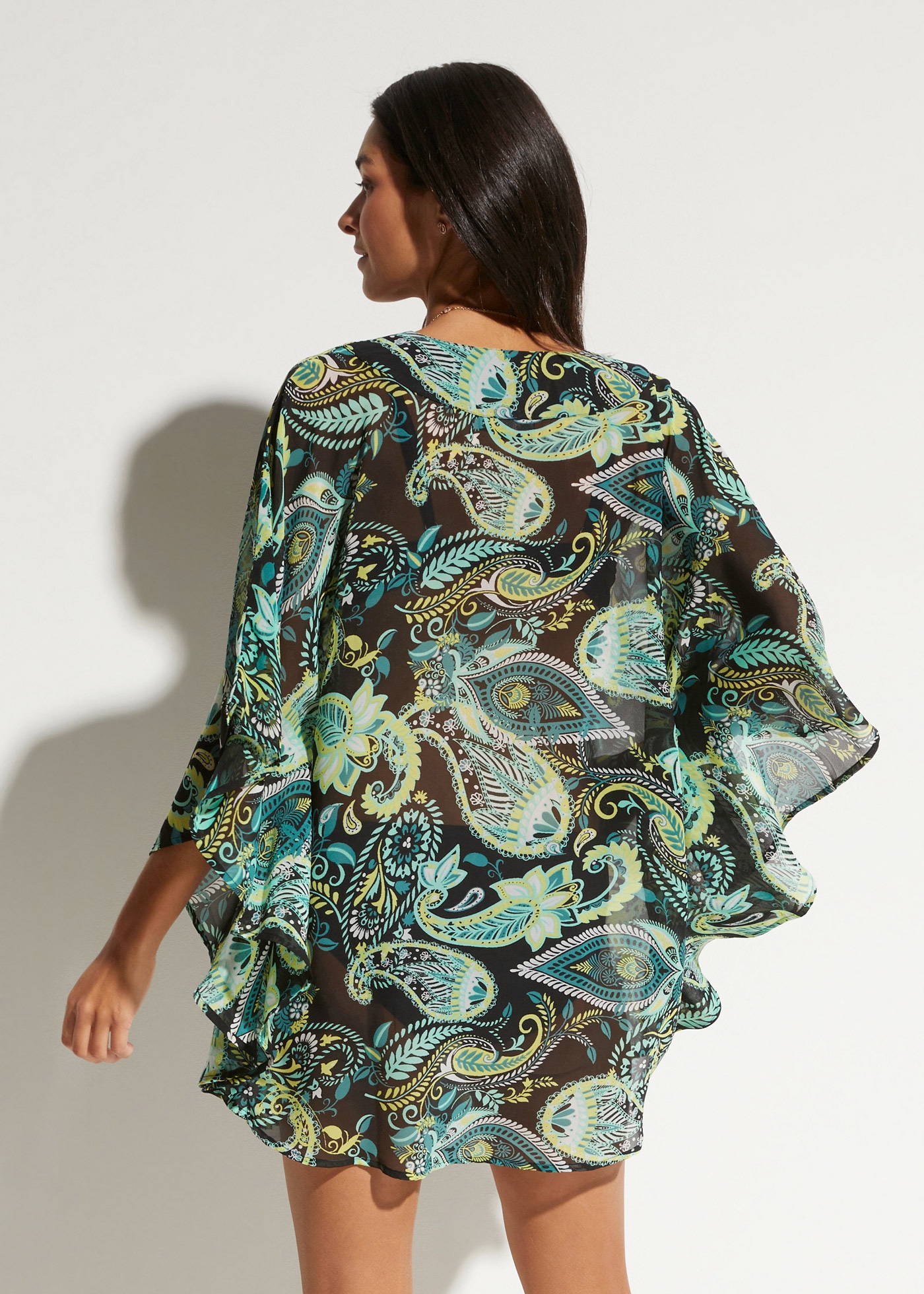 bonprix Robe tunique »Strandtunika aus leichtem Chiffon« aus leichtem Chiffon, lockere loose fit Passform, mit Paisley-Muster