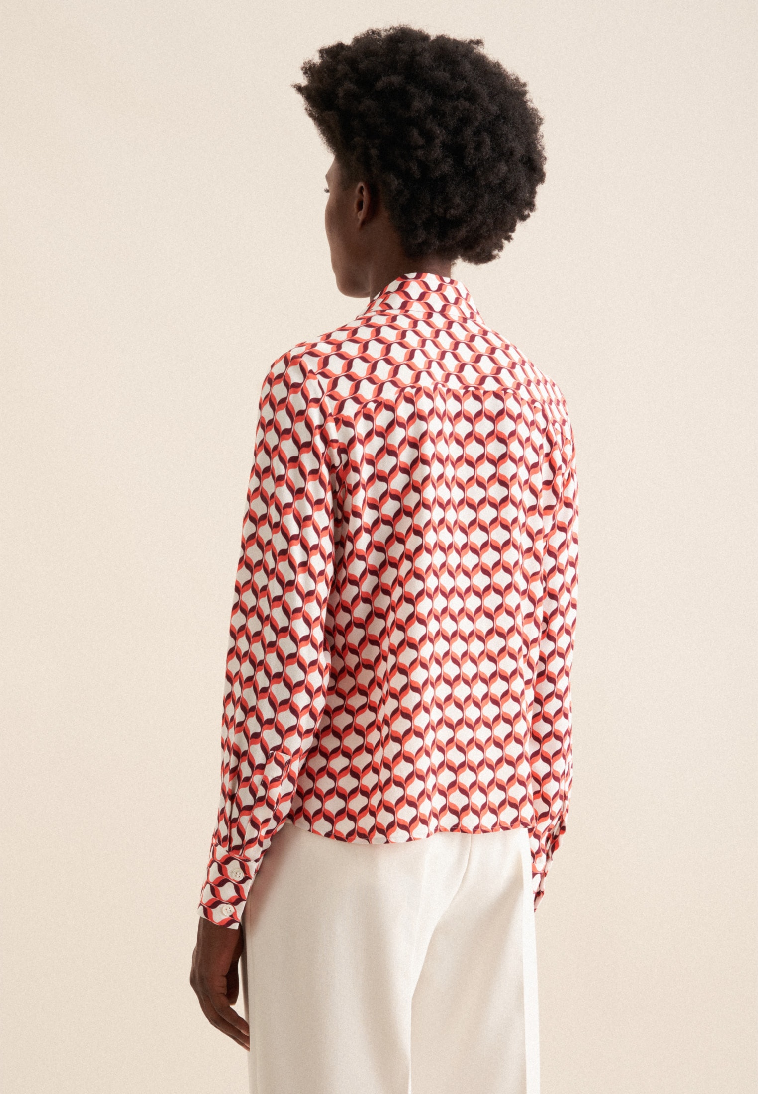 seidensticker Hemdbluse »Schwarze Rose«, Langarm Kragen Geometrische Muster