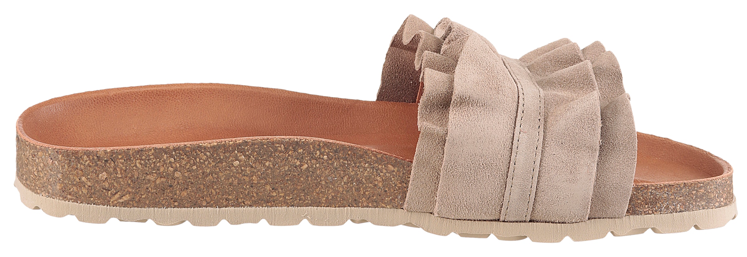 VERBENAS Pantolette »Rocio Roda«  Sommerschuh, Flat mit geschwungenen Laschenstoff