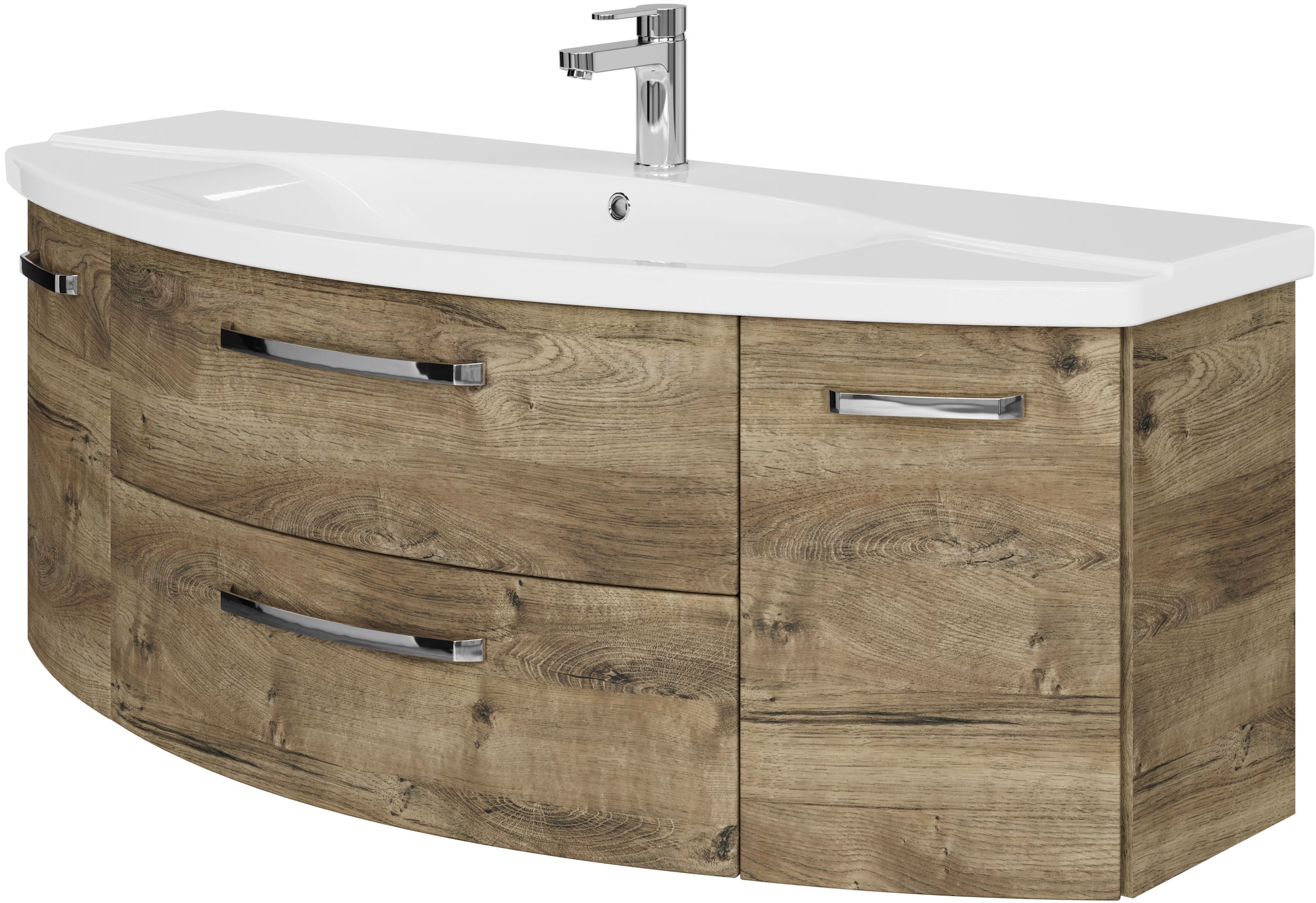 Image of Saphir "Serie 4010 Keramik-Waschtisch mit Unterschrank, 144 cm breit" Waschplatz mit 2 Türen, 2 Schubladen, Badmöbel-Set mit Waschtisch
