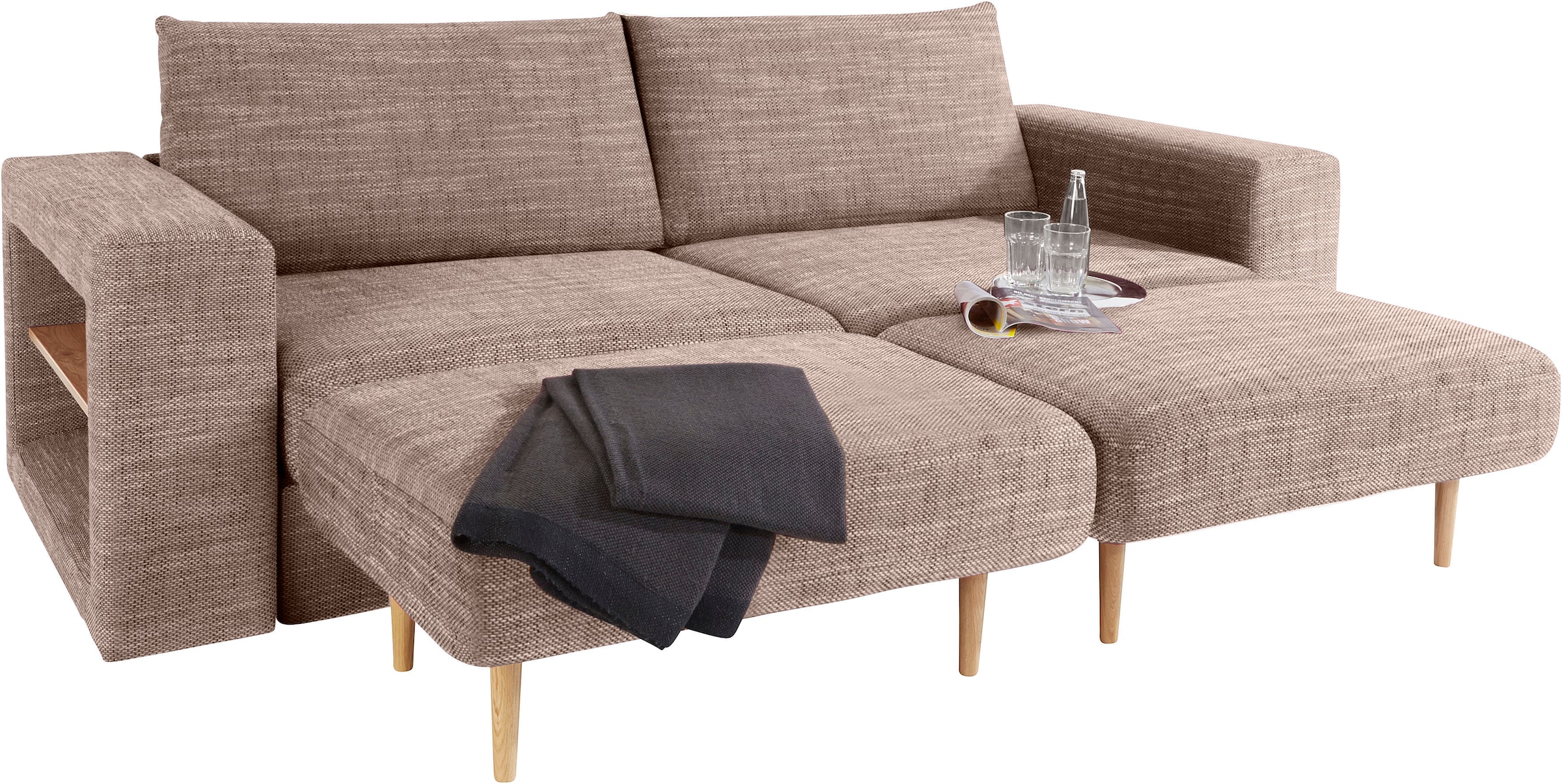 LOOKS by Wolfgang Joop 4-Sitzer »Looksvb«, Verwandlungssofa: aus Sofa wird Sofa mit 2 Hockern, mit Regalfunktion