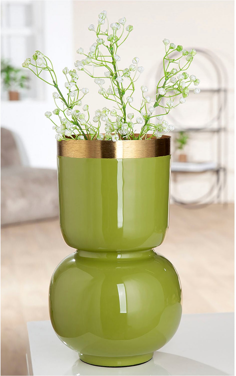 GILDE Tischvase »Vase Roro mit Goldfarbenrand«, (1 St.)