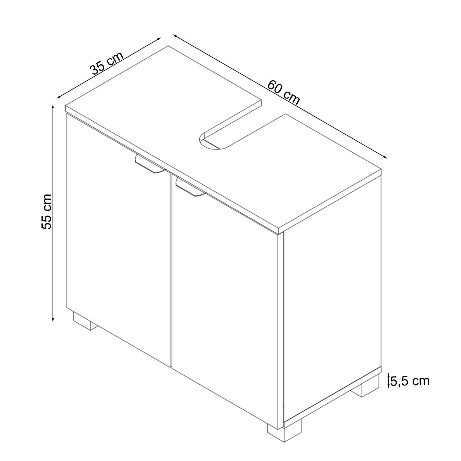 welltime Armoire sous lavabo »Lage« Pflegeleichte Oberfläche, viel Stauraum, FSC®-zertifiziert