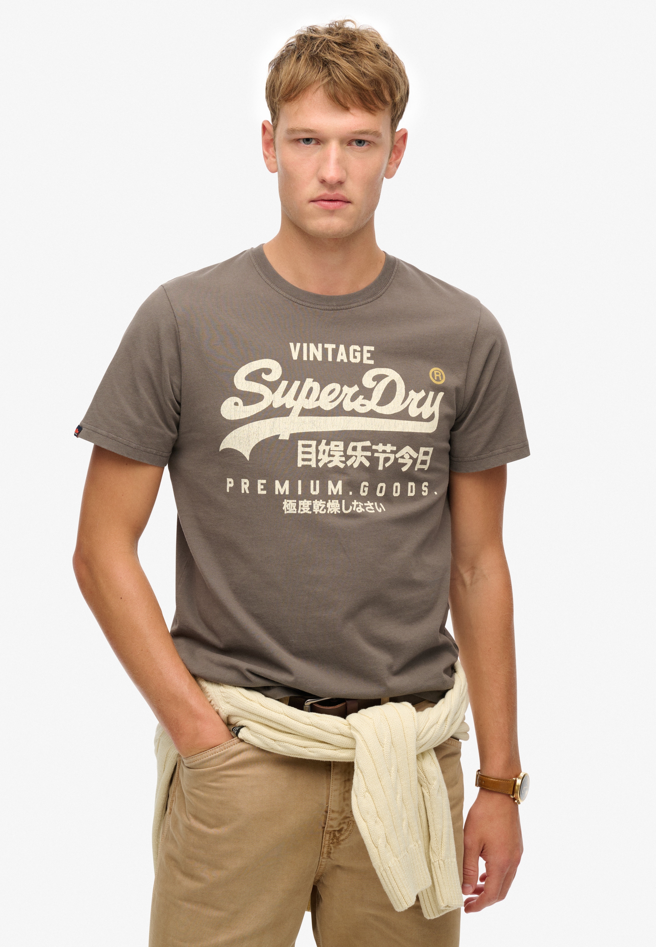 Image of Superdry Rundhalsshirt "VL WORKWEAR RELAXED TEE" aus Baumwolle und Single Jersey, Relaxed Fit, Kurzarm, mit Print