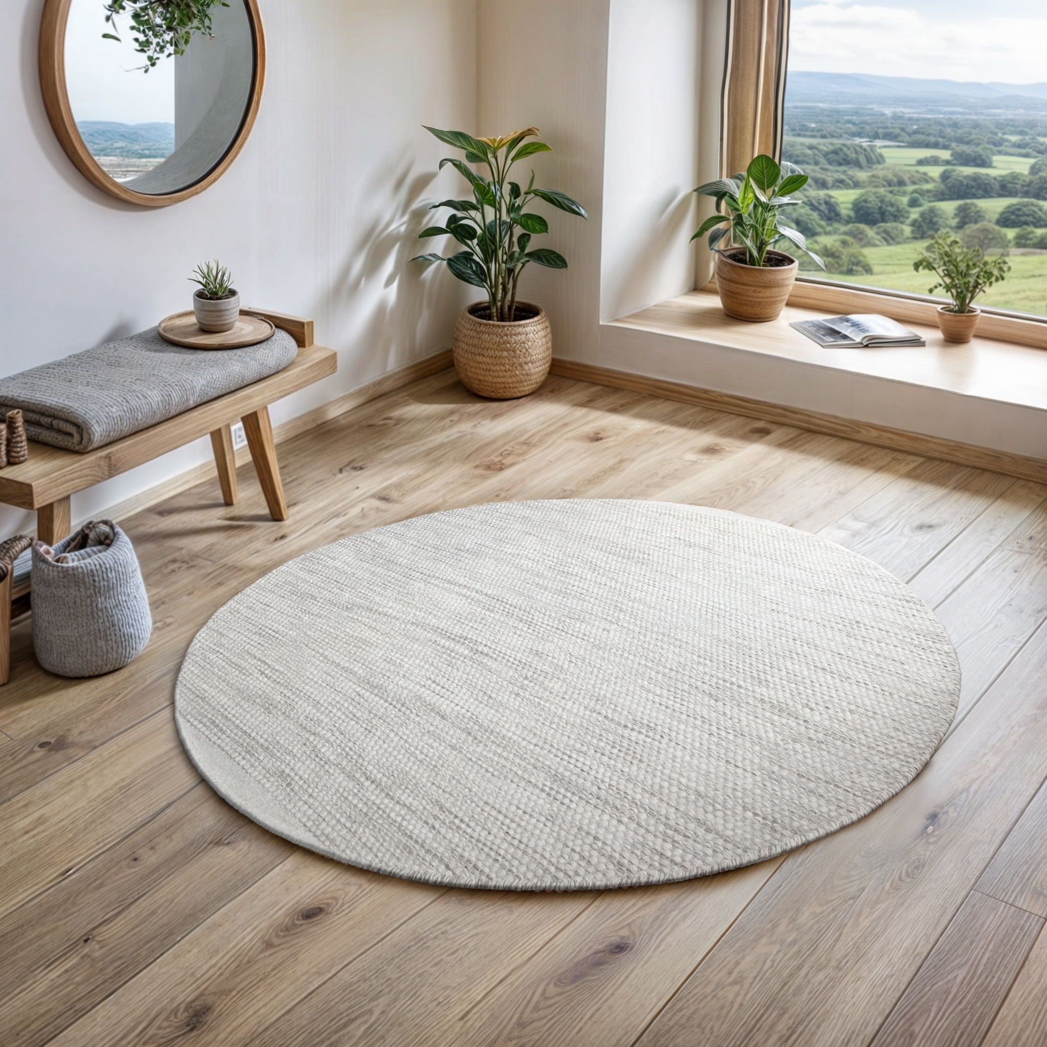 Image of GOODproduct Wollteppich "Wolltraum Passion" rund 10 mm Höhe Wendeteppich, handgewebt, melierte Optik, reine Wolle, Wohnzimmer