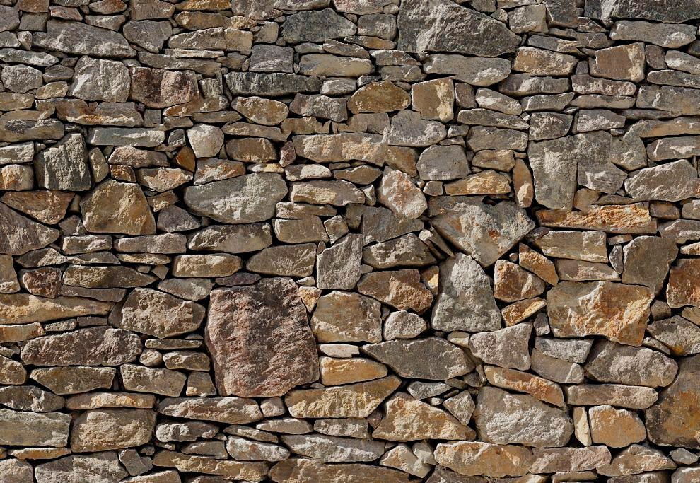 Image of Komar Fototapete "Stone Wall - Grösse 368 x 254 cm" bedruckt glatt Wohnzimmer, Schlafzimmer