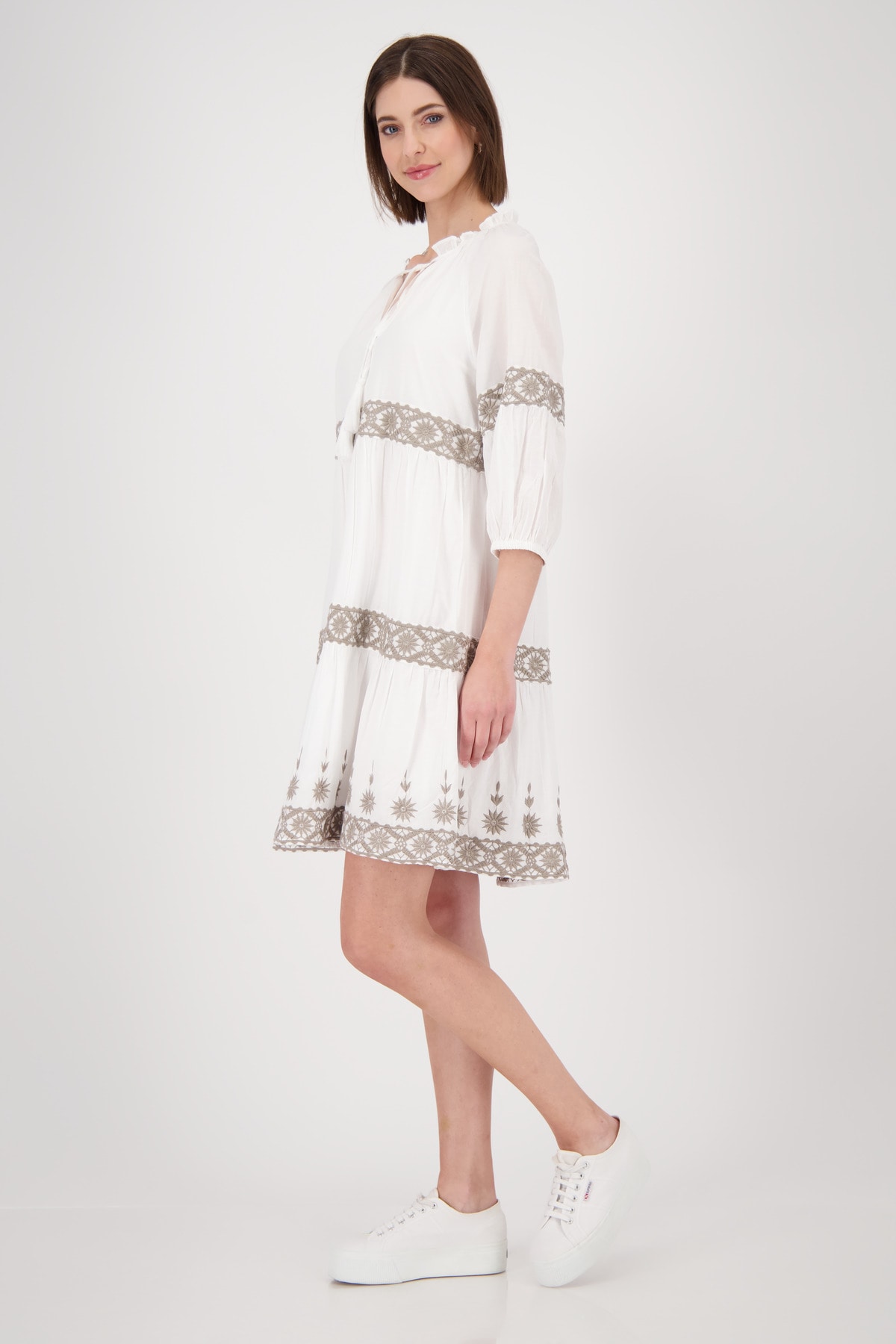 Monari Midikleid »Kleid Stickerei«, Mit Rundhalsausschnitt